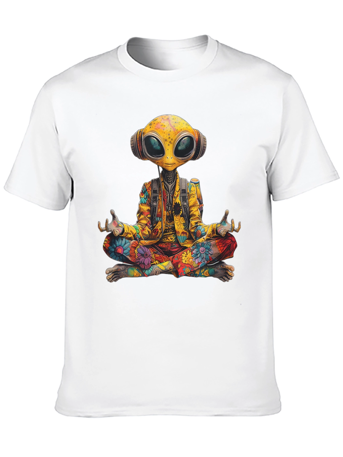 Meditating Alien T-Shirt - Cosmic Comfort