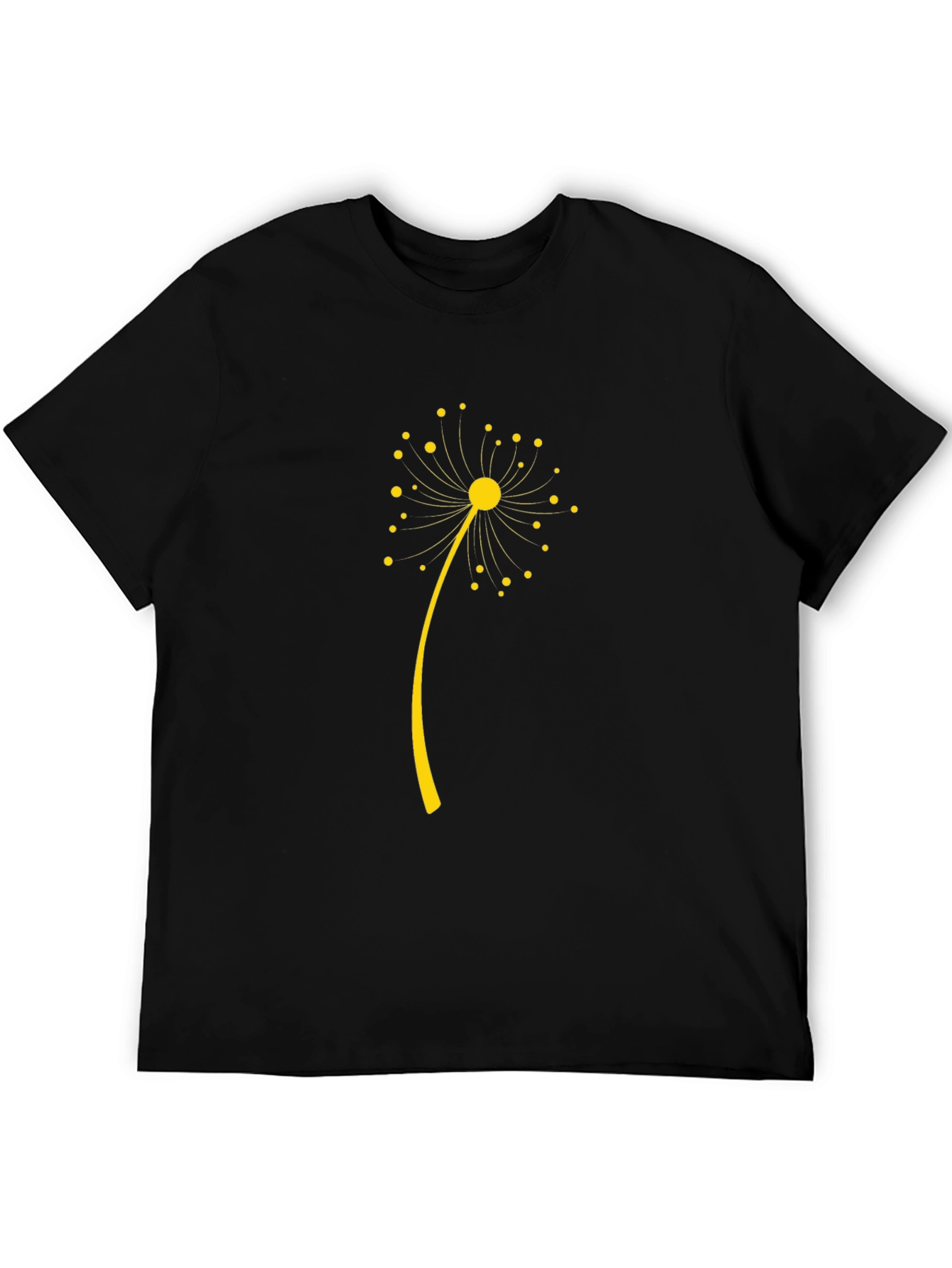 Black T-Shirt with Dandelion Graphic