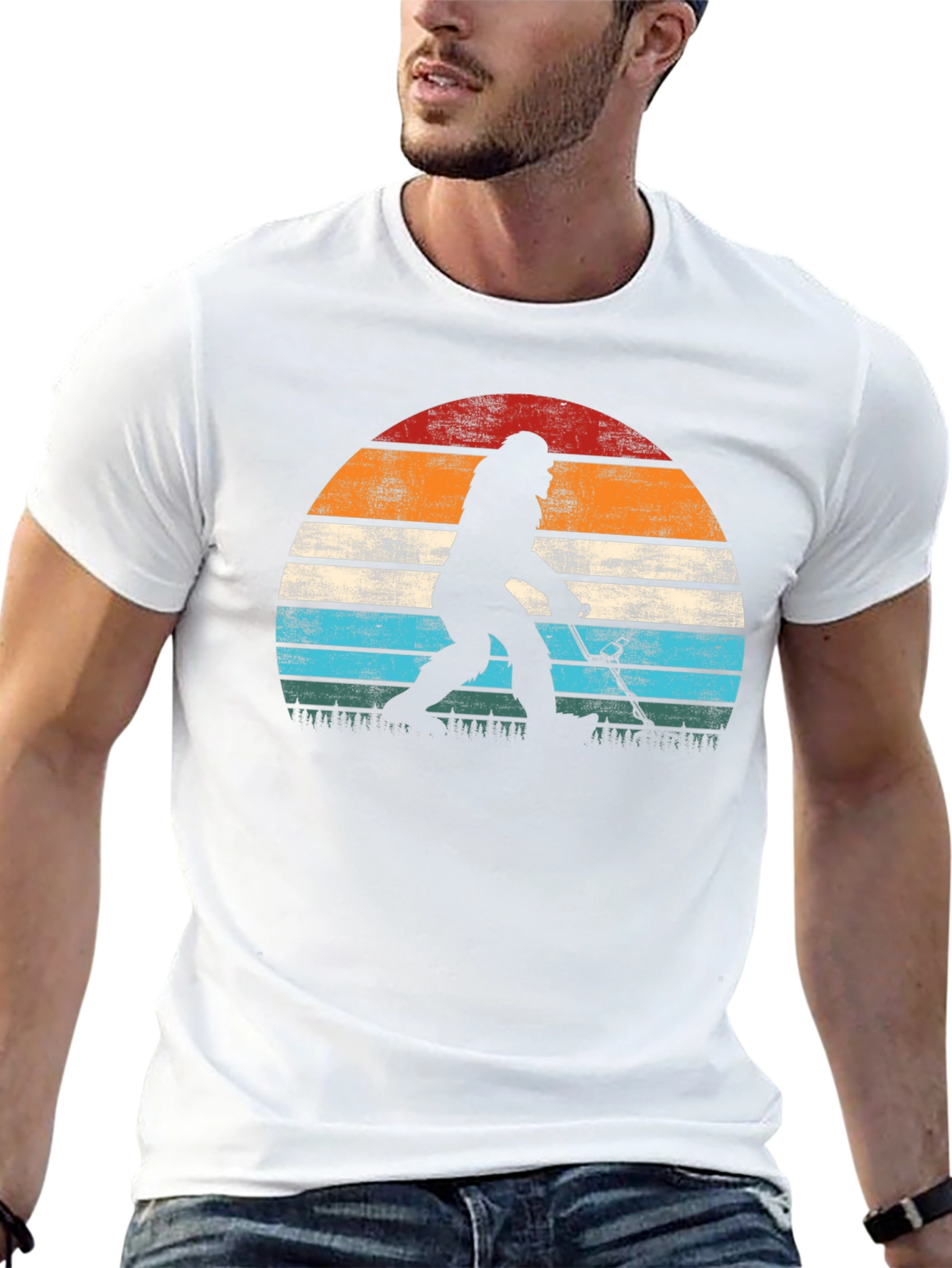 Bigfoot Hockey Sunset Graphic T-Shirt