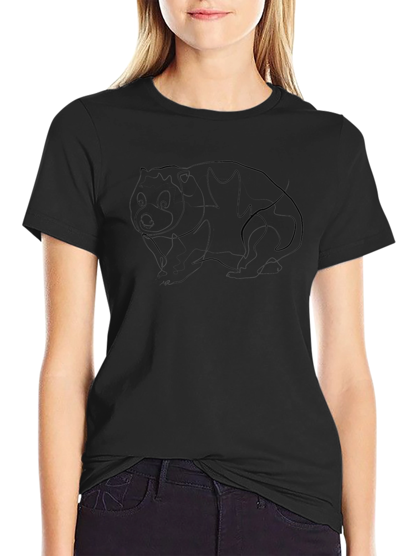 Wombat Outline Graphic Tee - Black Casual T-Shirt