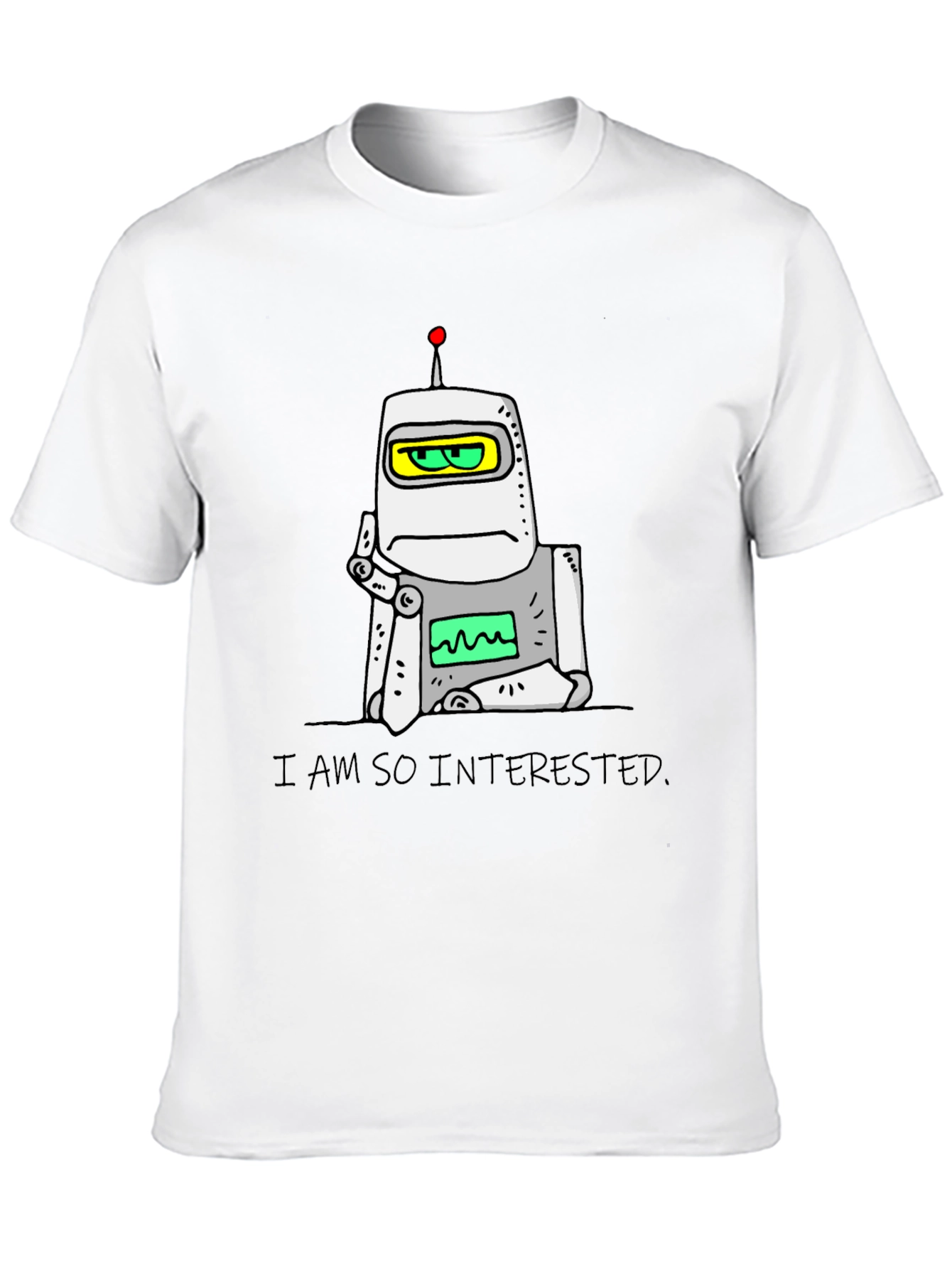 Interested Robot Graphic T-Shirt - Black