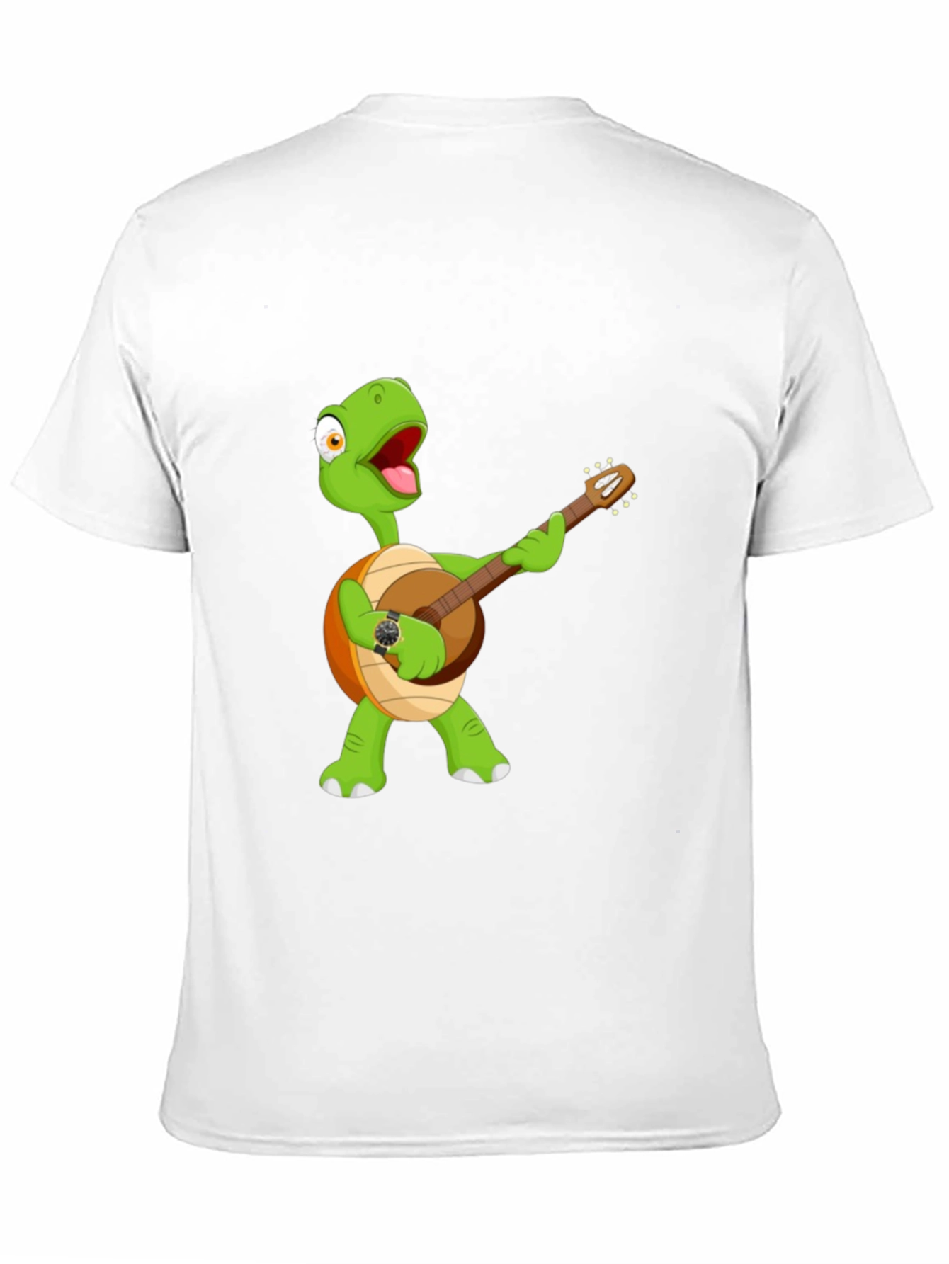 Cartoon Turtle Banjo Player Graphic T-Shirt