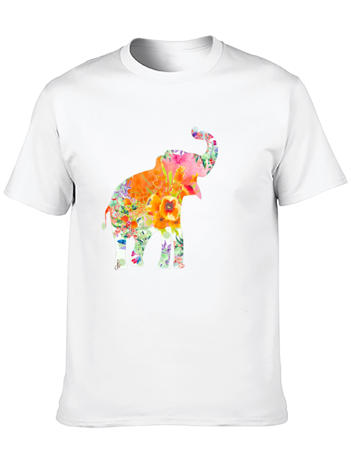 Floral Elephant Graphic Tee - Trendy Black T-Shirt