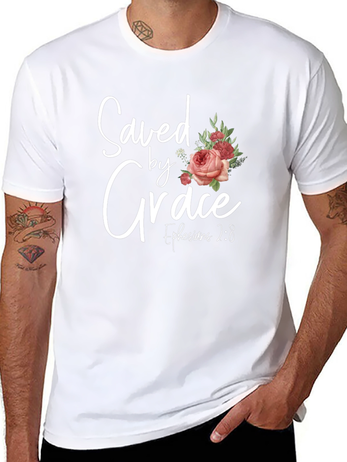 Saved by Grace Floral T-Shirt - Christian Tee