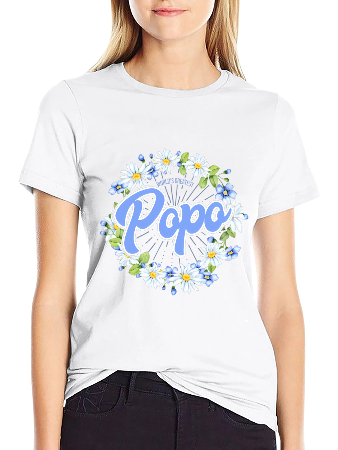 Worlds Greatest Popo T-Shirt - Floral Design