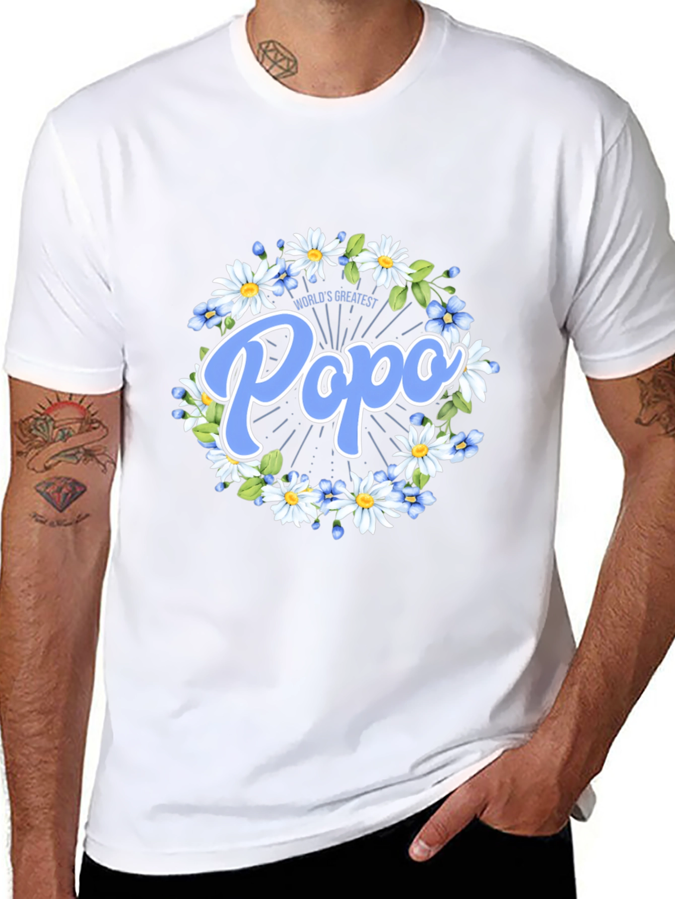 Worlds Greatest Popo T-Shirt - Floral Design