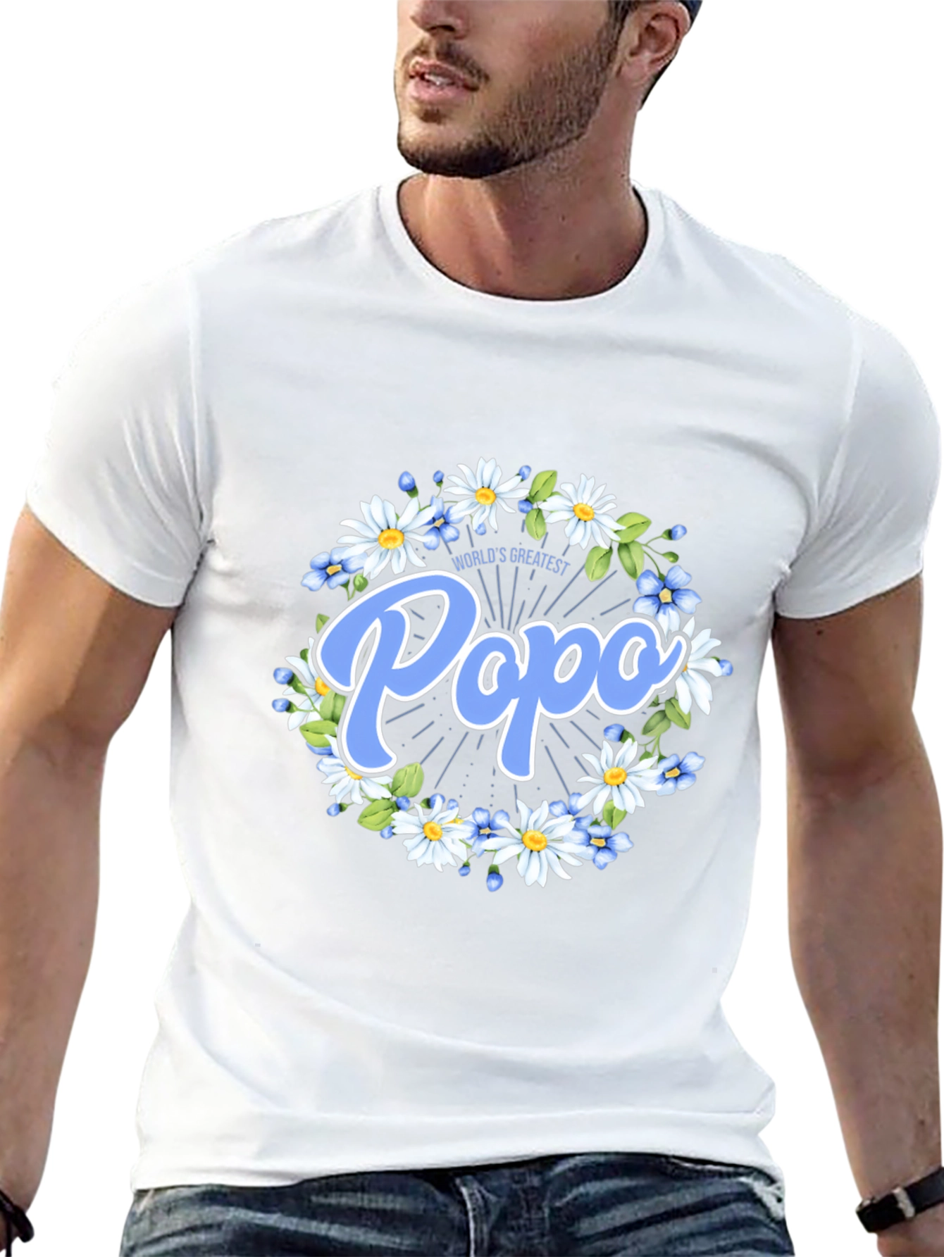 Worlds Greatest Popo T-Shirt - Floral Design