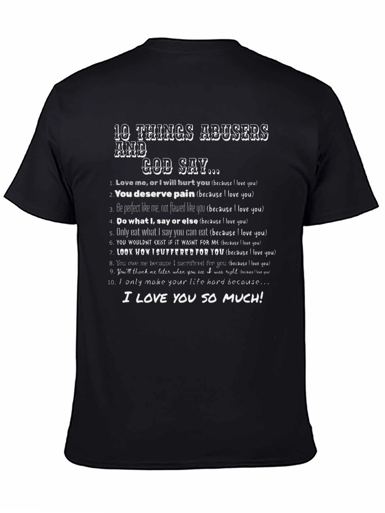 10 Things Abusers and God Say Graphic Tee