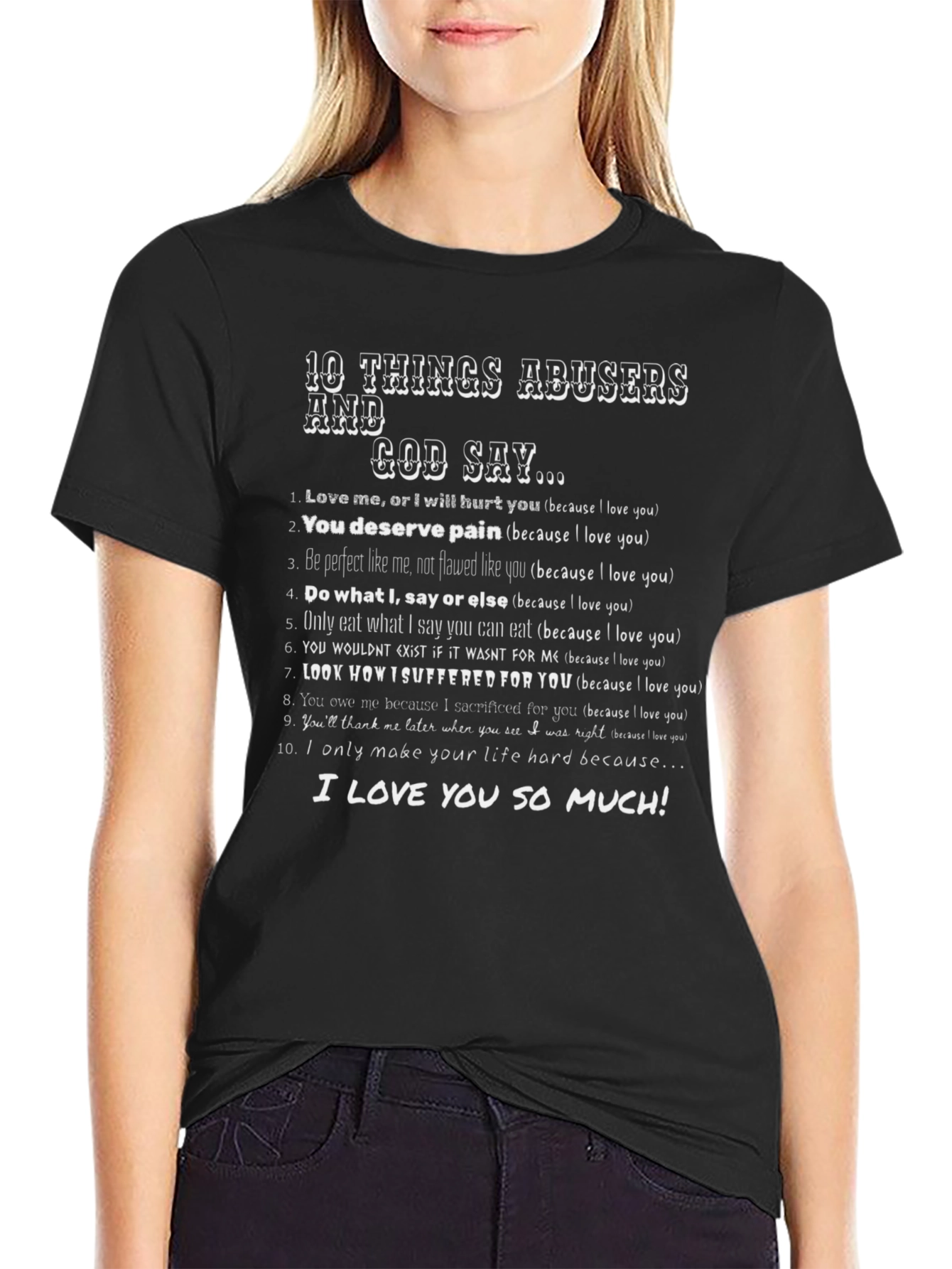 10 Things Abusers and God Say Graphic Tee