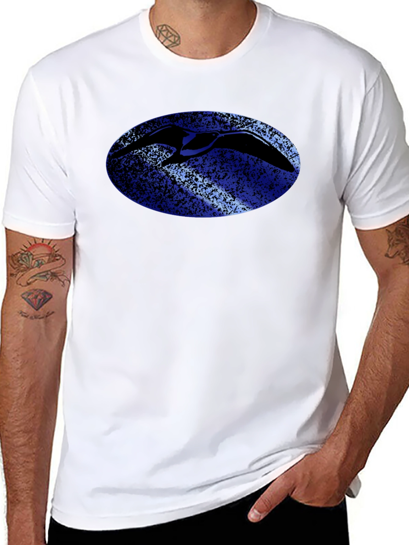 Bird Silhouette Graphic Tee - Black Cotton T-Shirt
