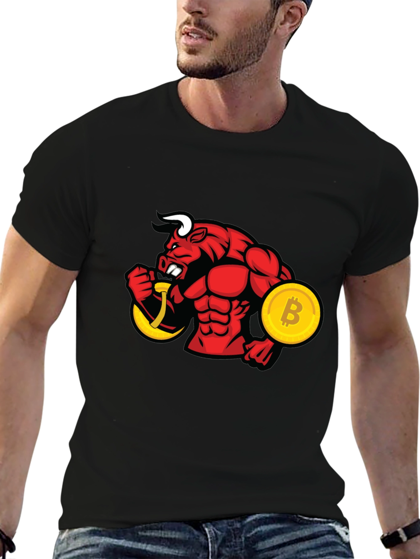 Bitcoin Bull Black T-Shirt - Crypto Investor Style