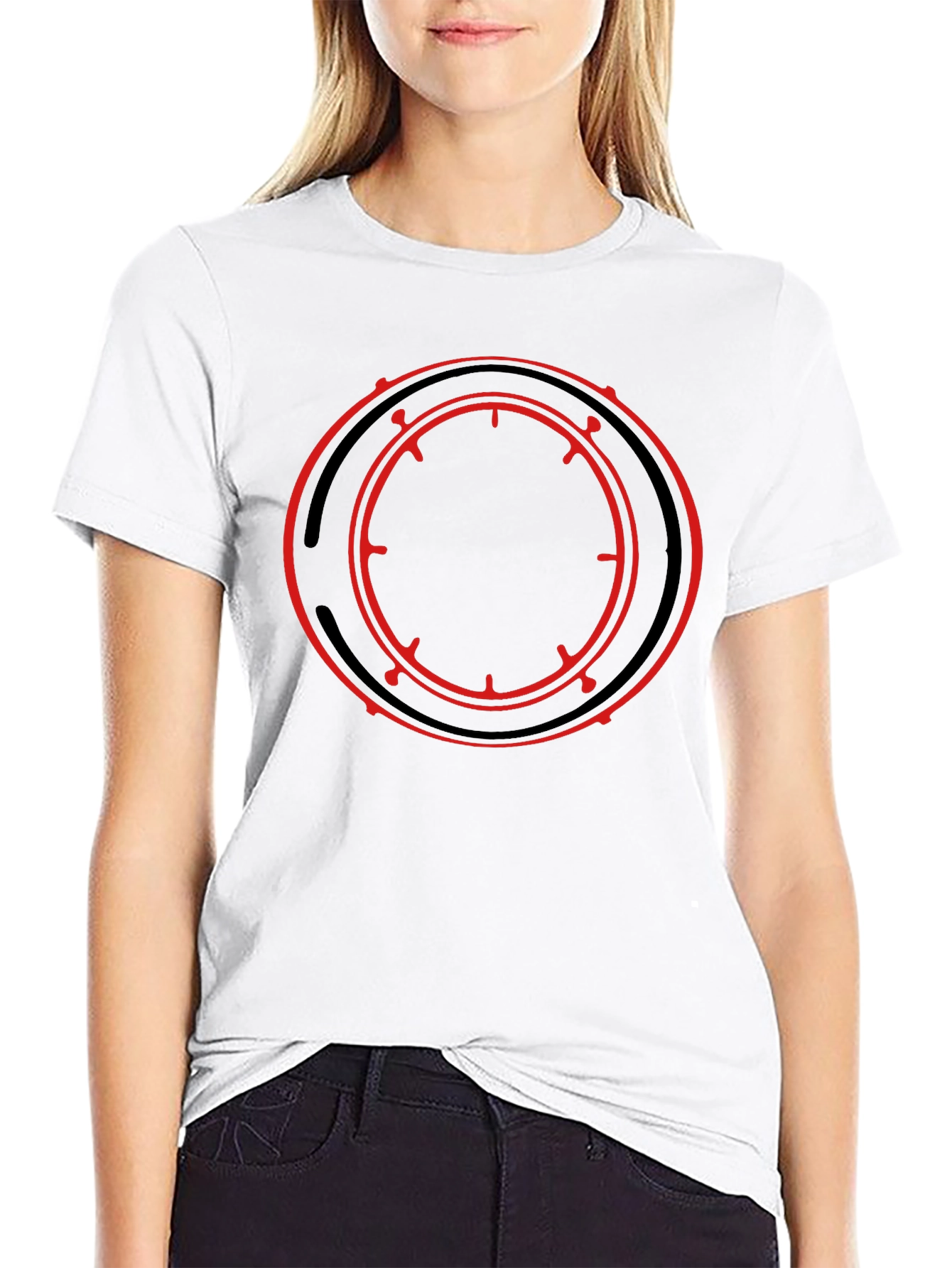 Black T-Shirt with Red Circle Graphic