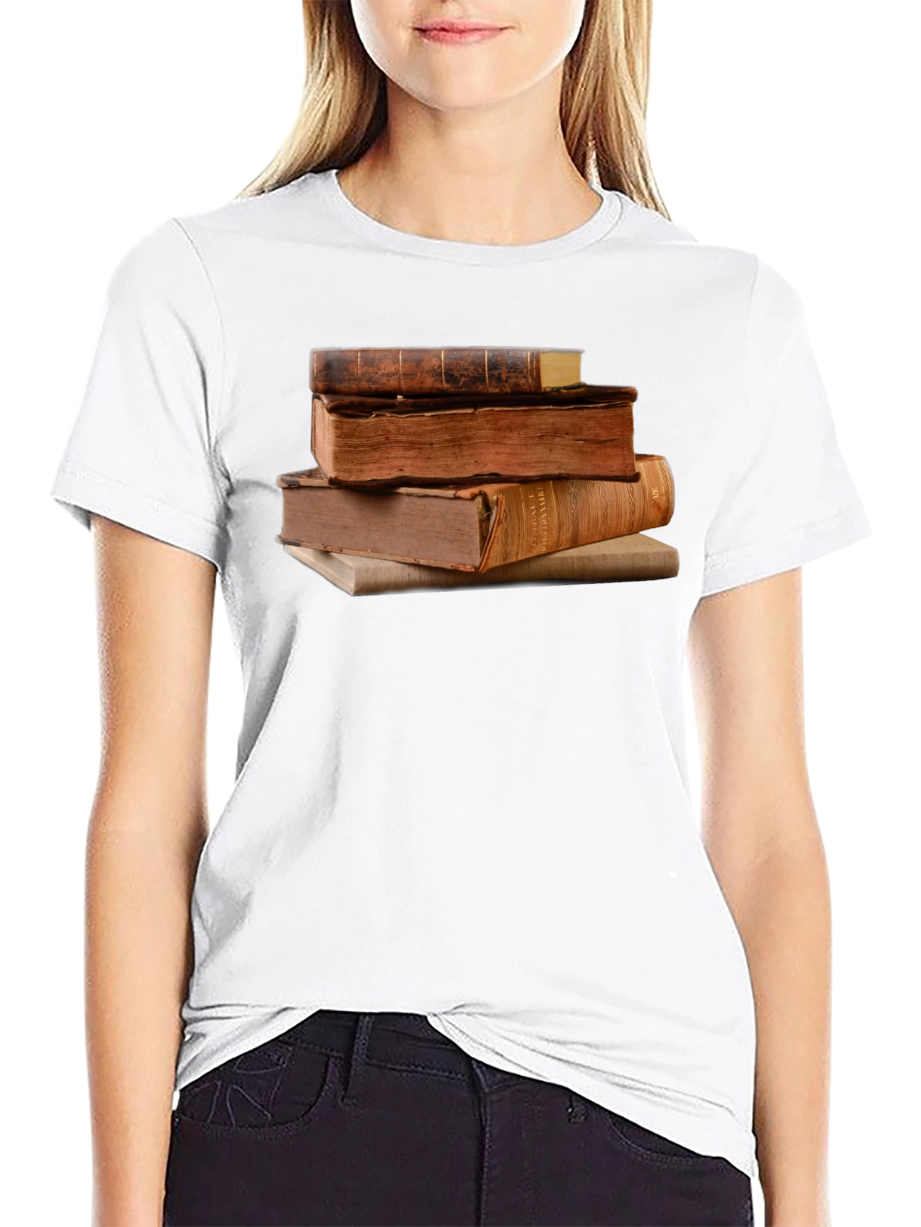 Stacked Books Graphic T-Shirt