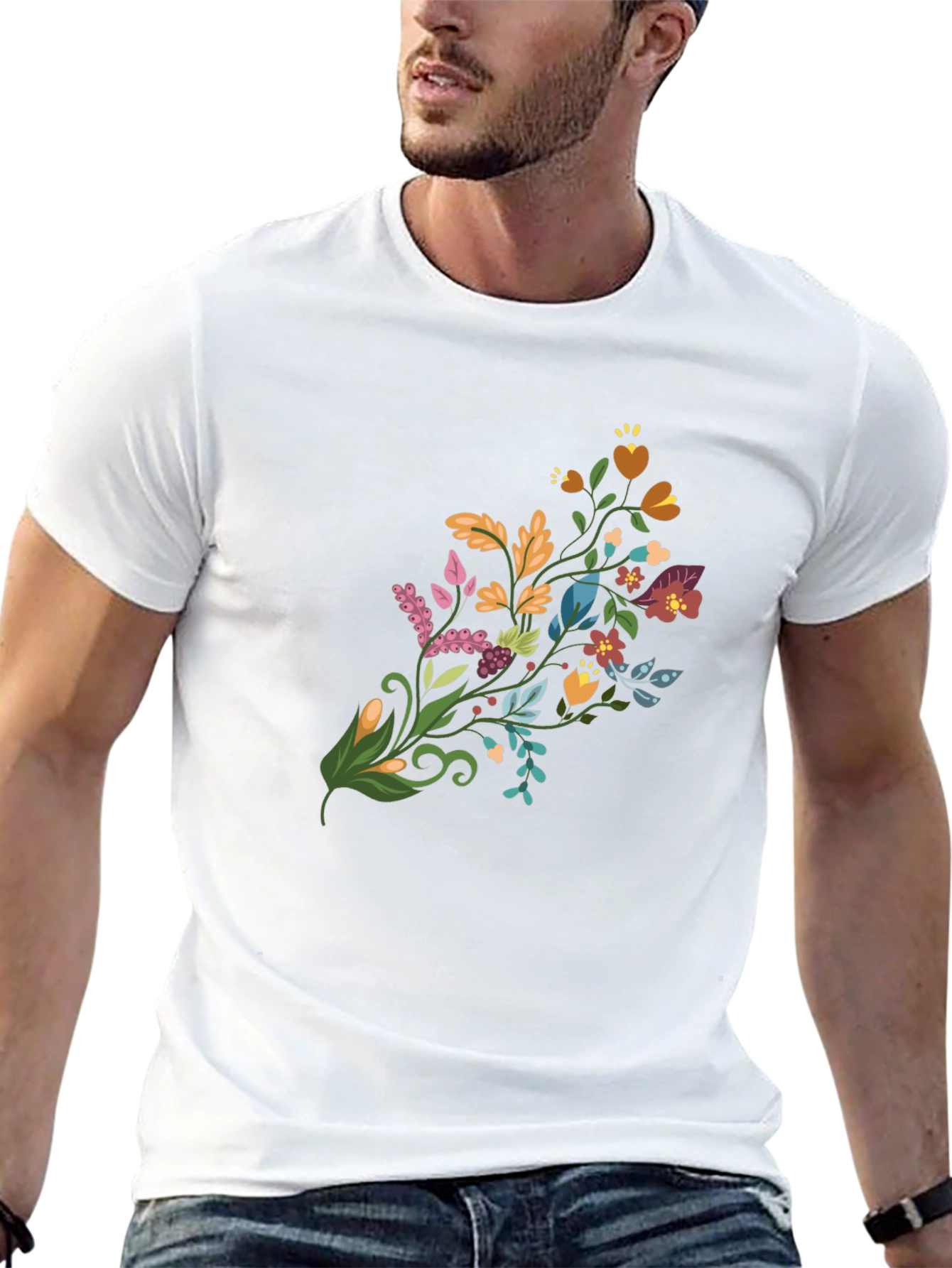Floral Bouquet Graphic Black T-Shirt