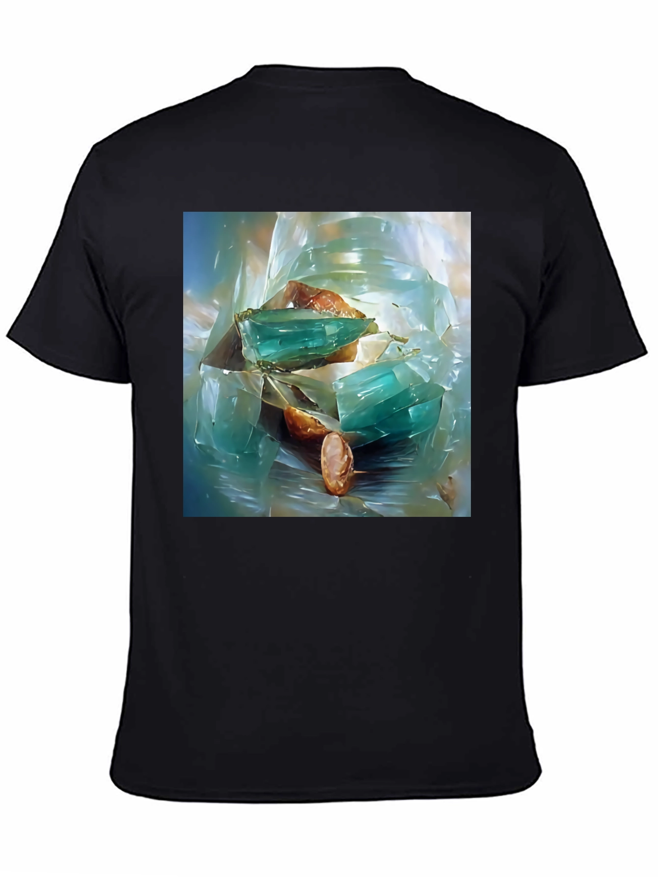 Abstract Gemstone Print Black T-Shirt