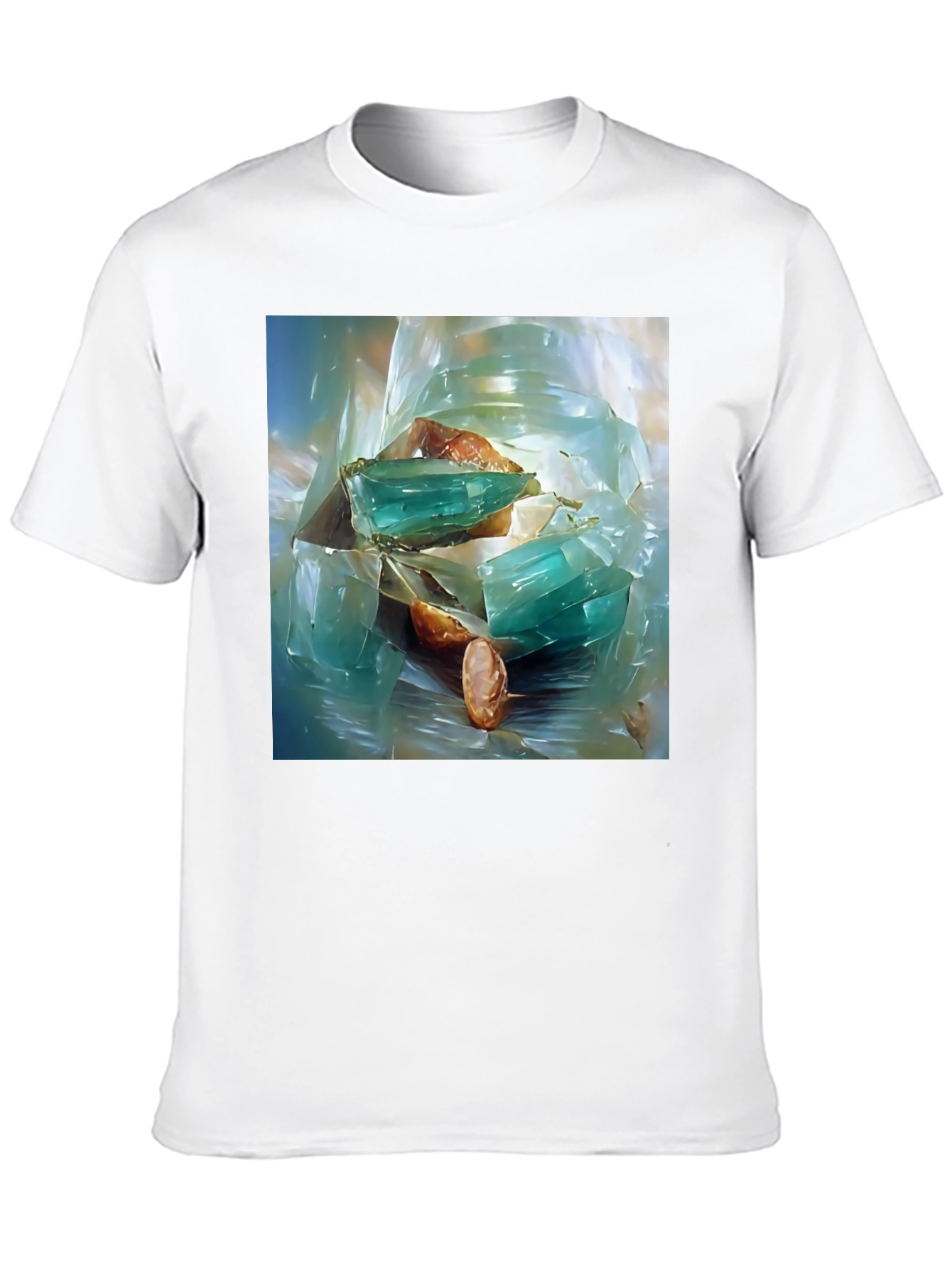 Abstract Gemstone Print Black T-Shirt