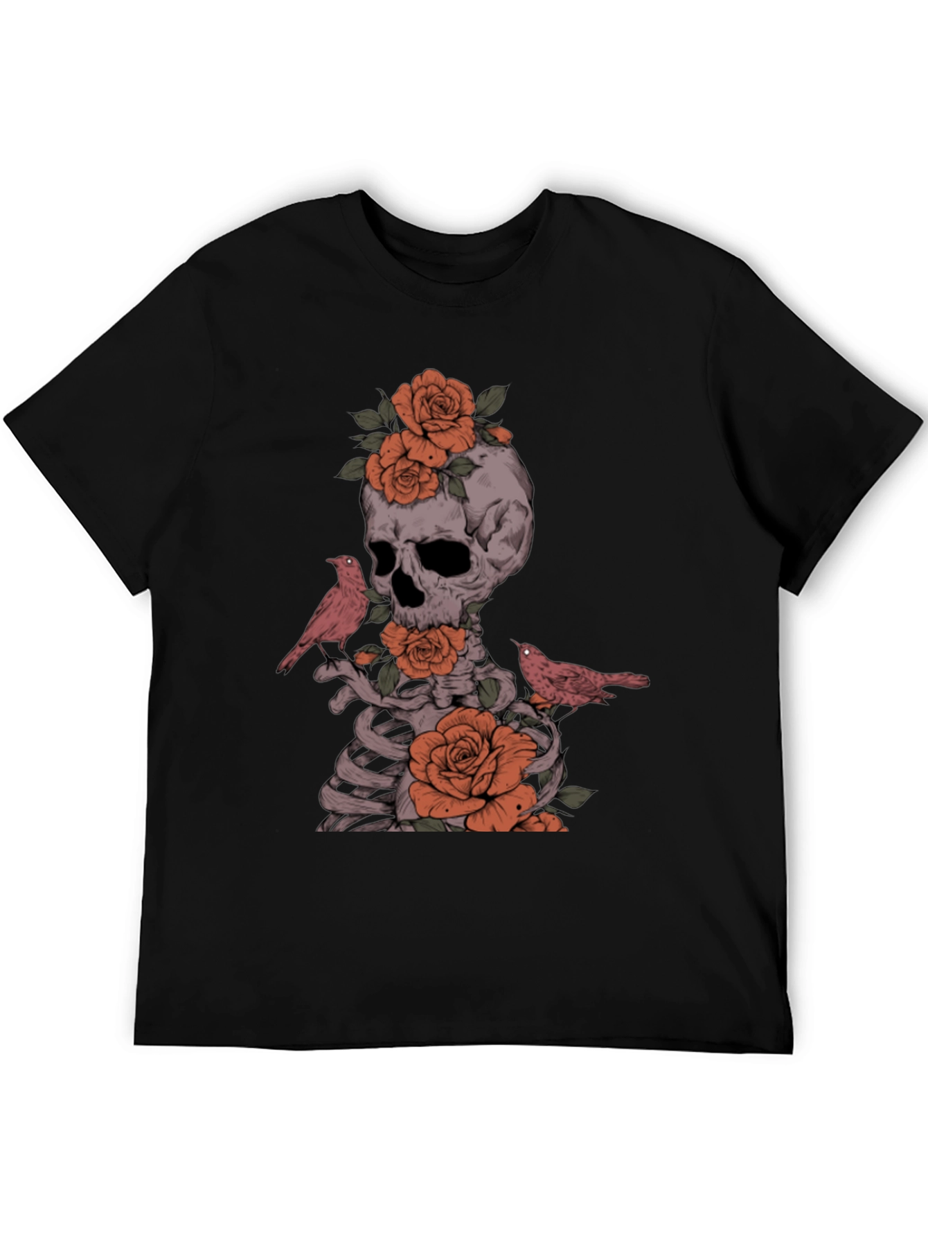 Skull Roses and Birds Graphic Tee