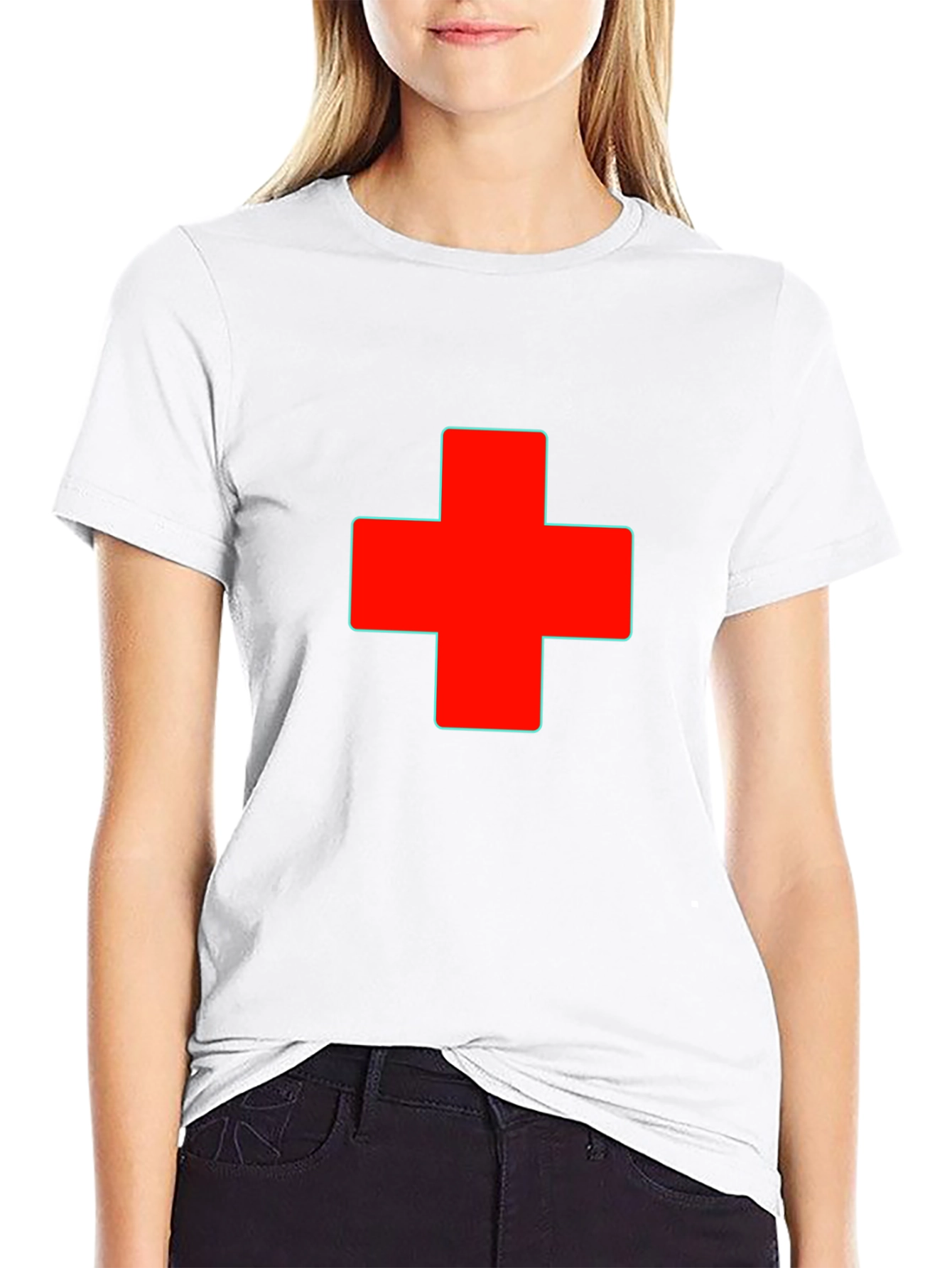 Red Cross Graphic Black T-Shirt