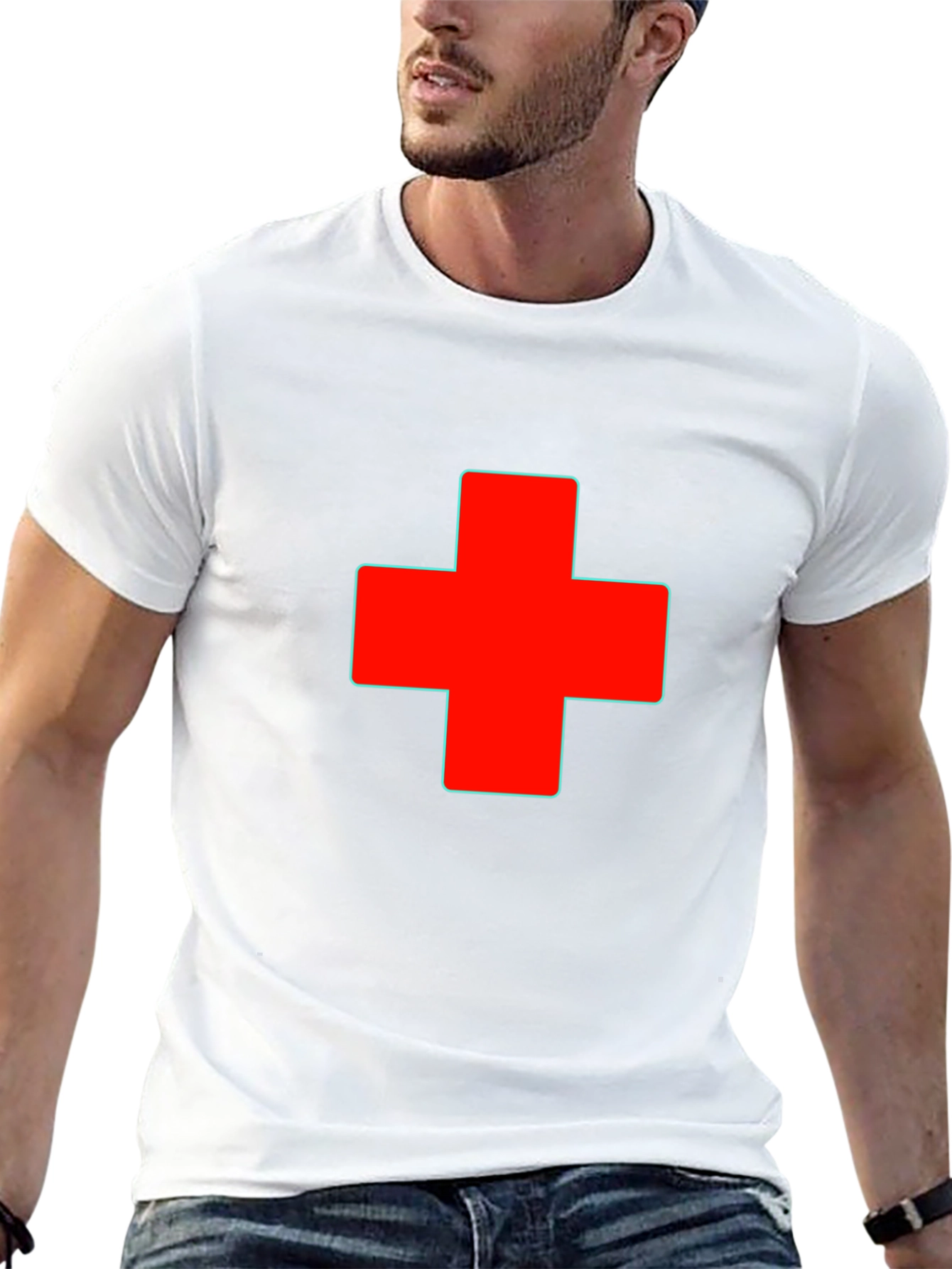 Red Cross Graphic Black T-Shirt