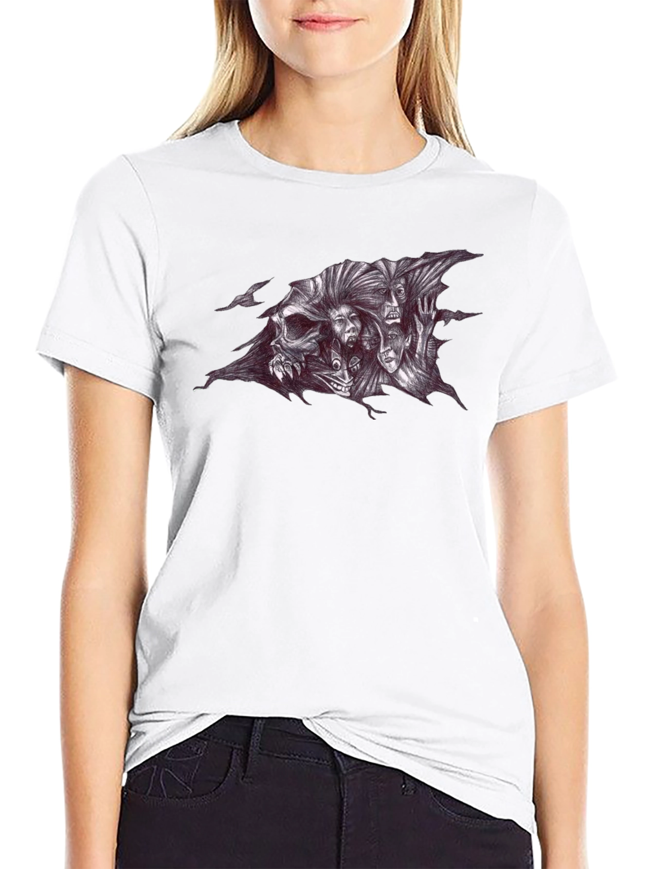 Skull and Spirits Graphic Black T-Shirt