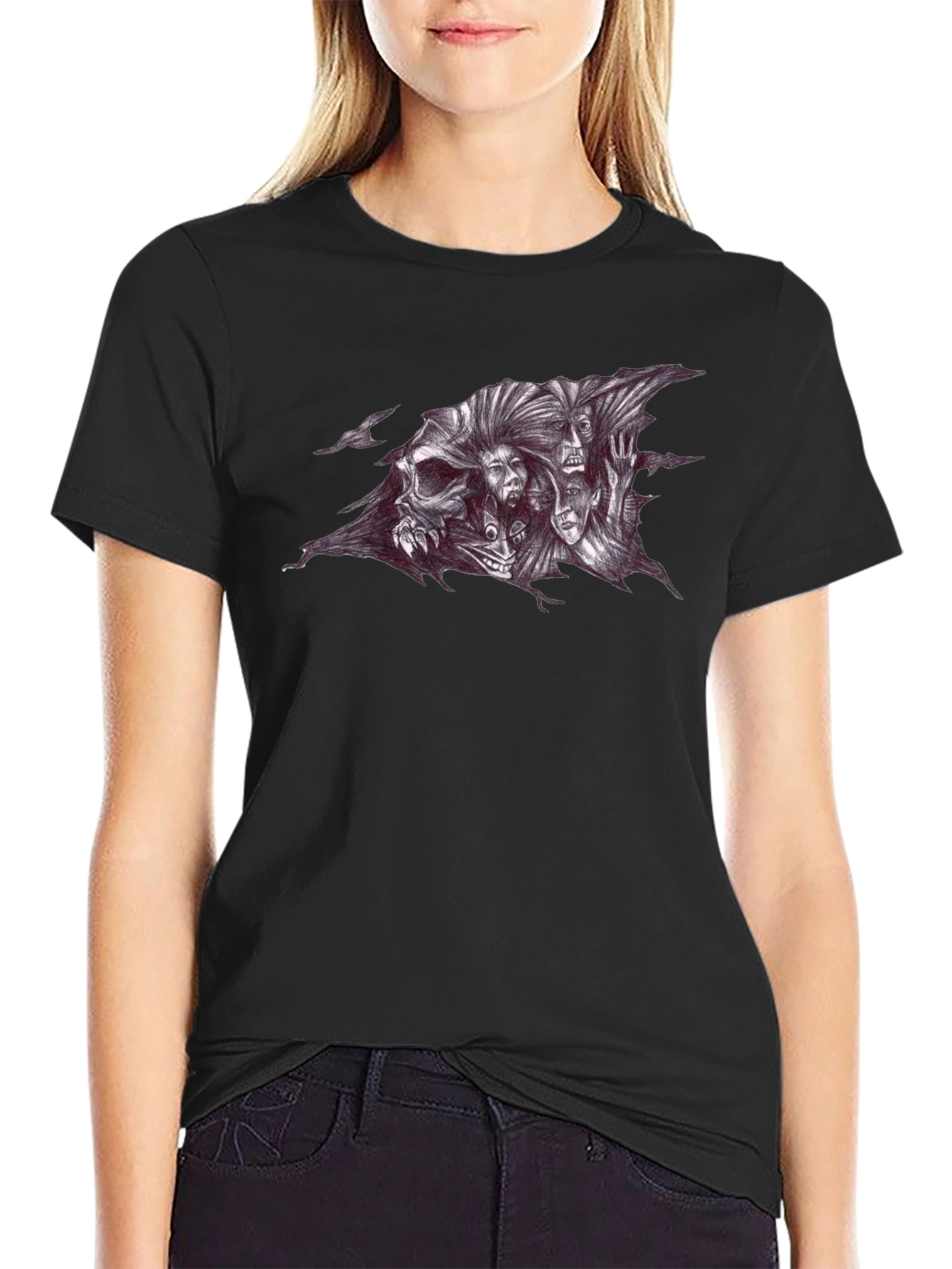 Skull and Spirits Graphic Black T-Shirt
