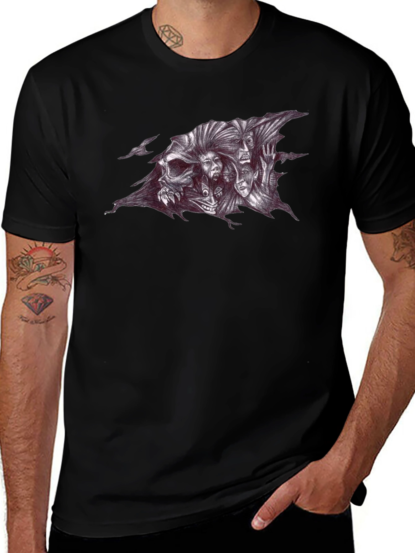 Skull and Spirits Graphic Black T-Shirt