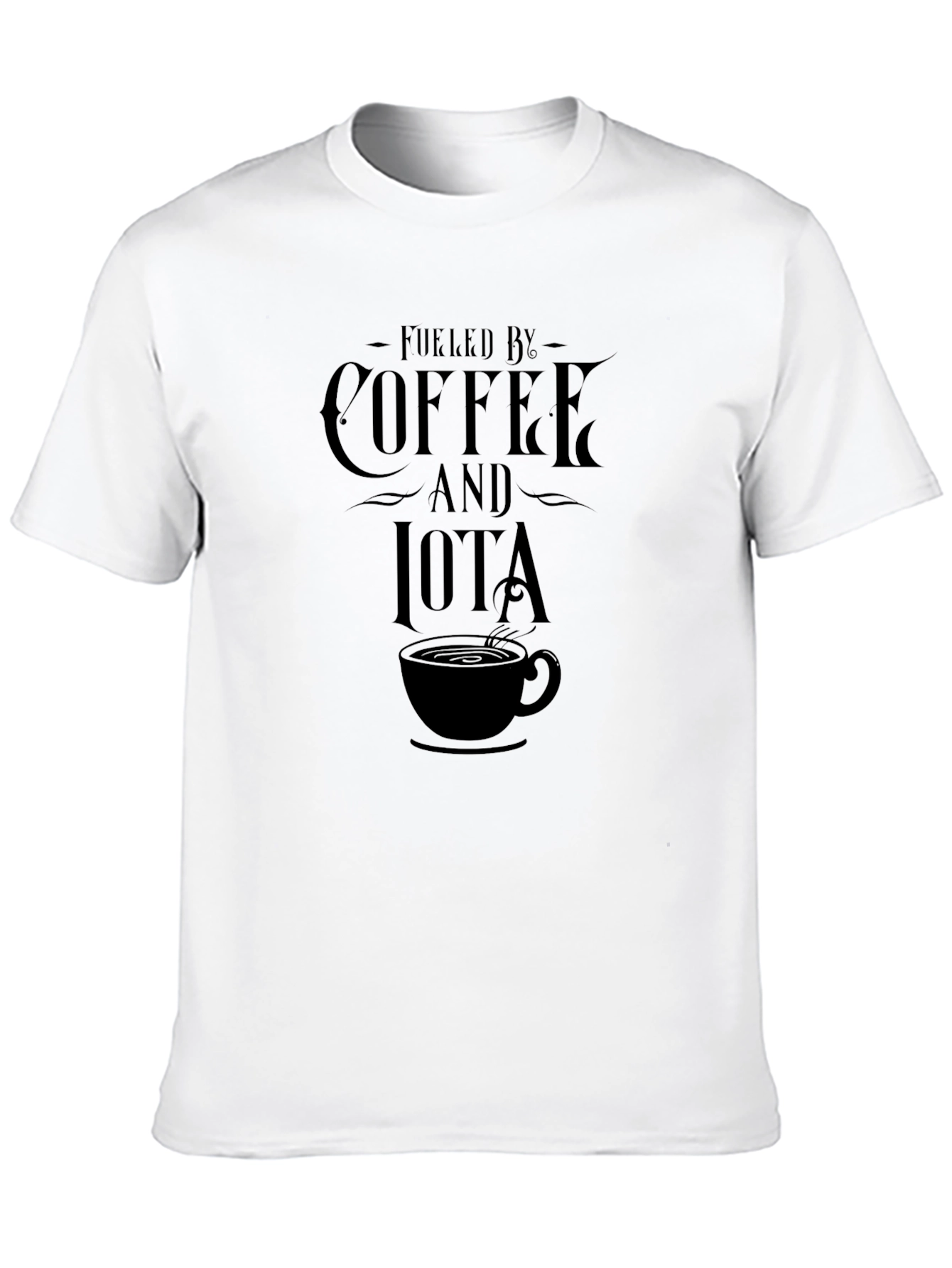 Fueled By Coffee and Iota Black T-Shirt