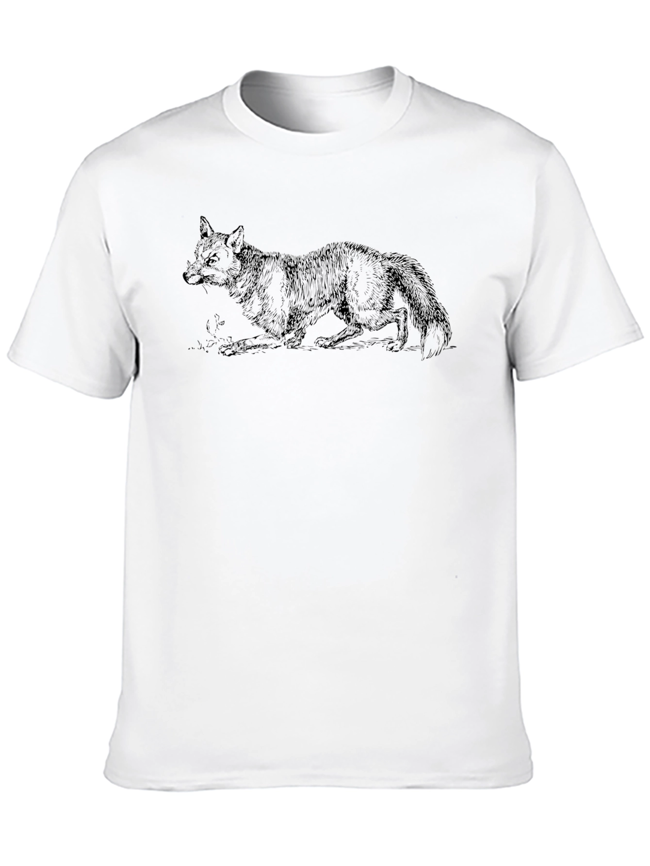 Mens Black T-Shirt with Fox Graphic