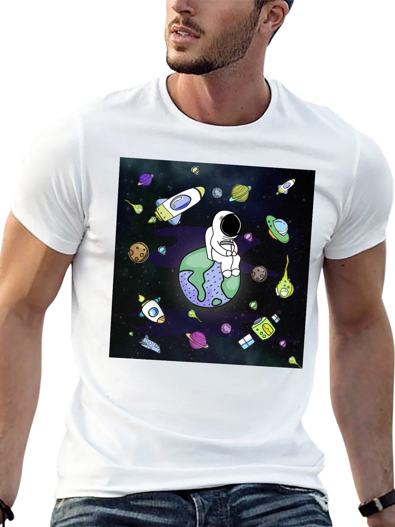 Astronaut Planet Graphic T-Shirt