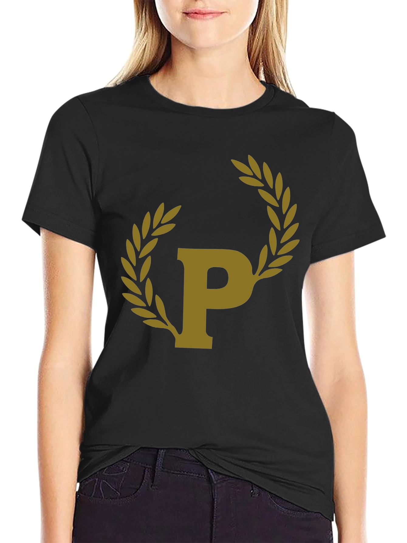 Black T-Shirt with Laurel P Design