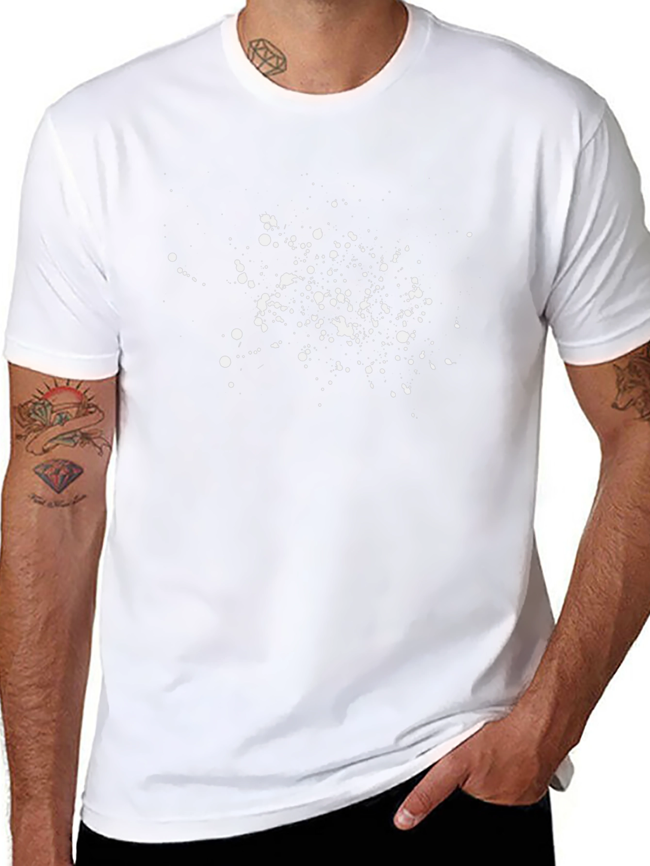 Abstract Splatter Print Black T-Shirt