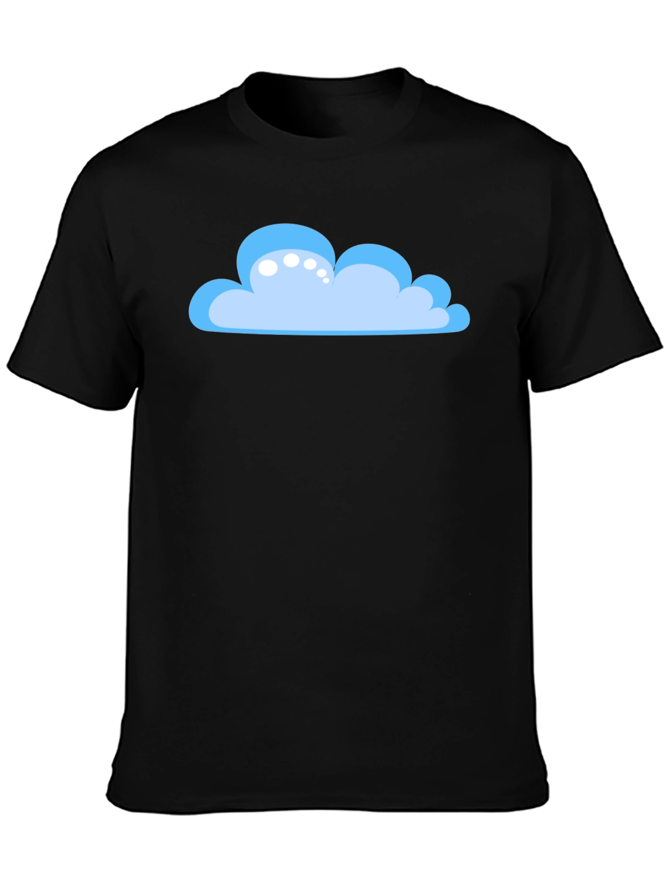 Cartoon Cloud Graphic Tee - Black Cotton T-Shirt