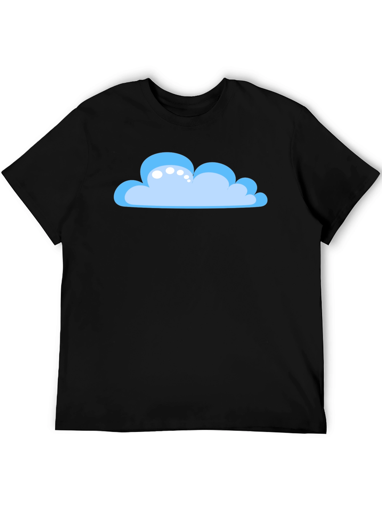 Cartoon Cloud Graphic Tee - Black Cotton T-Shirt