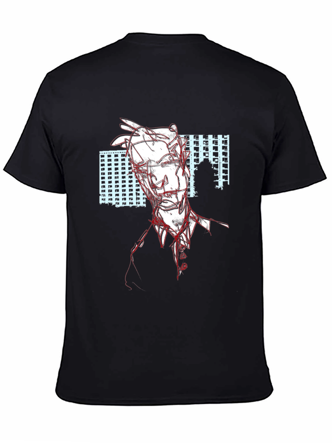 Abstract Line Art T-Shirt - Black