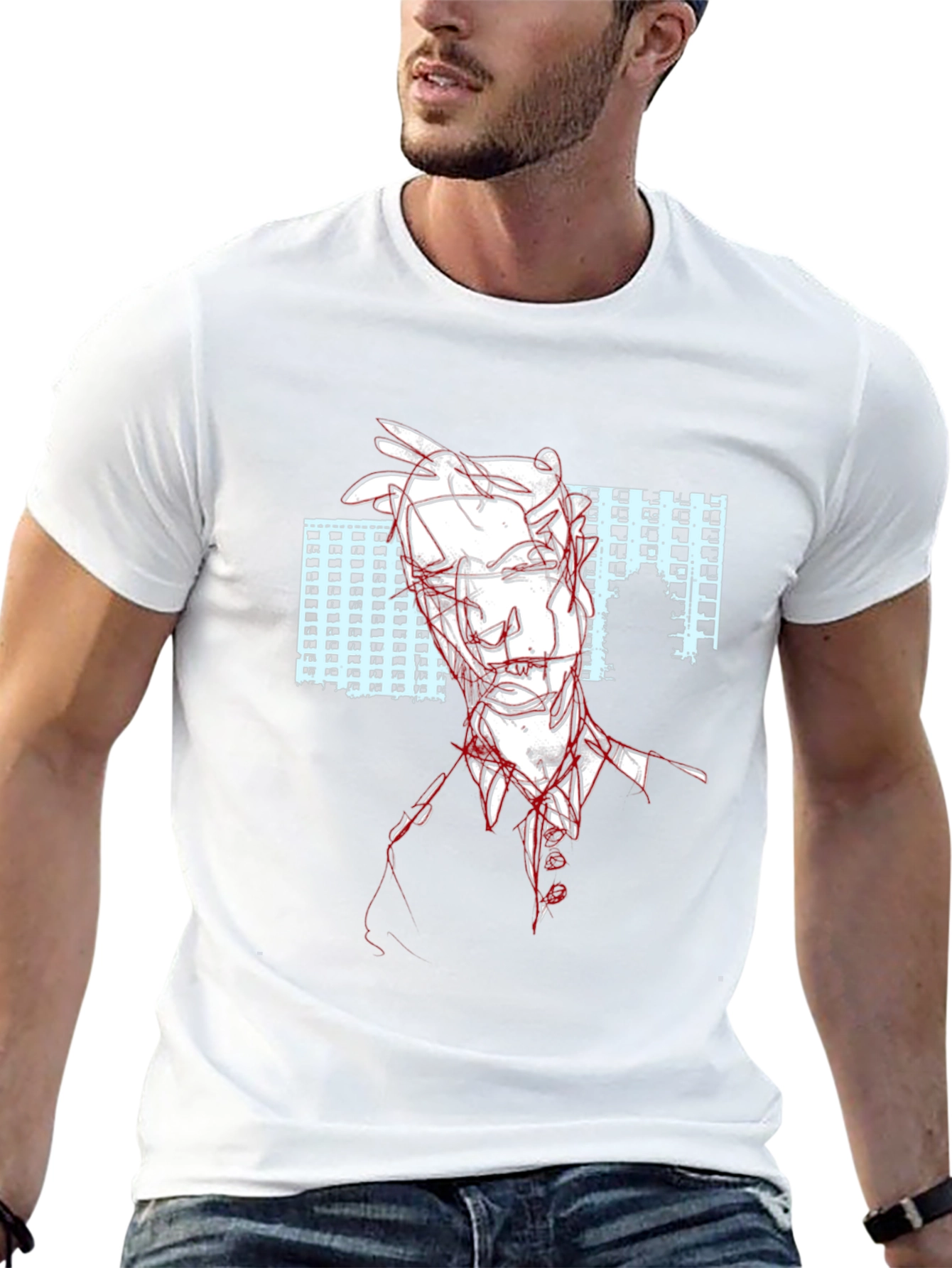 Abstract Line Art T-Shirt - Black