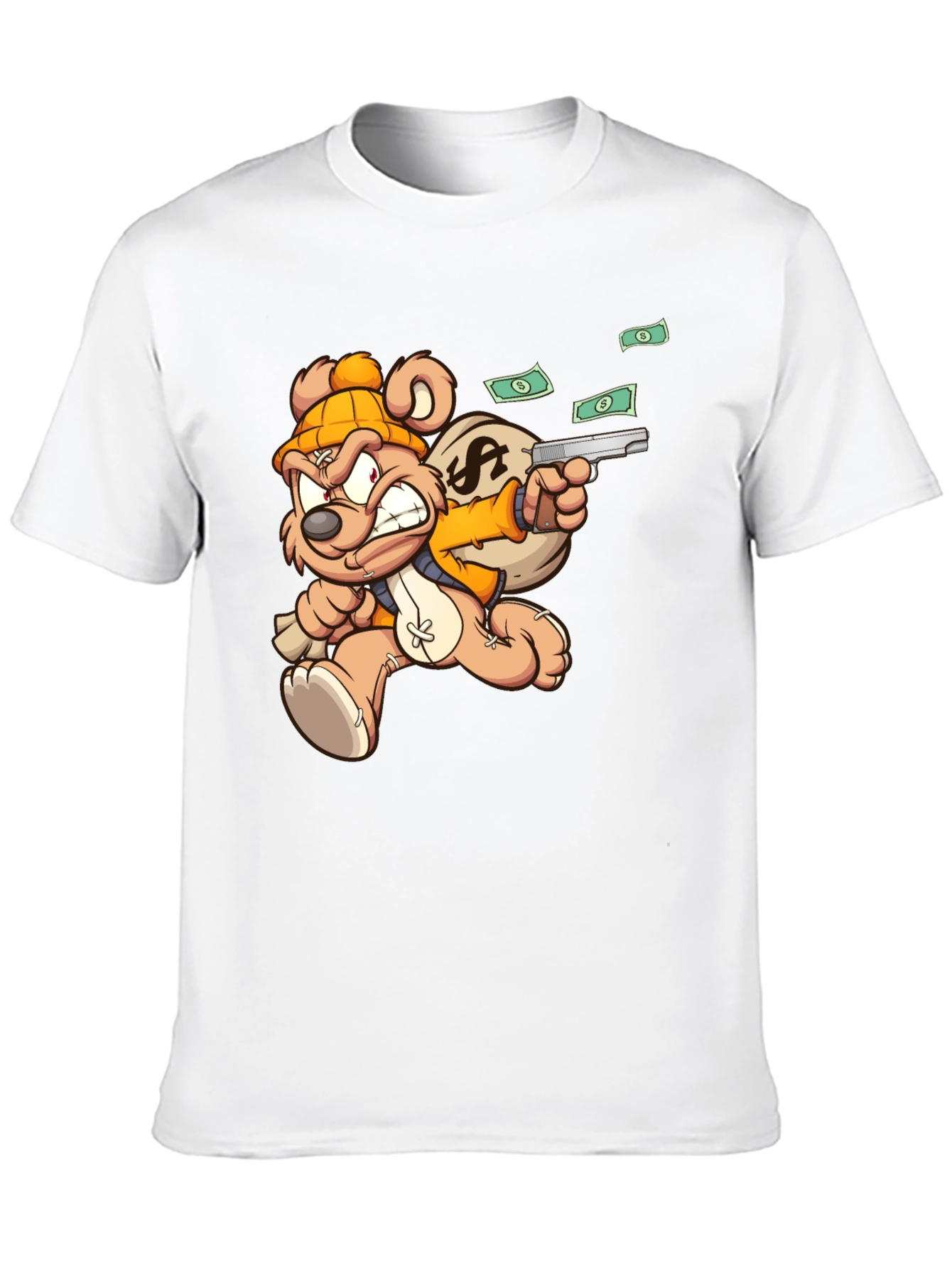 Cartoon Teddy Bear with Gun T-Shirt