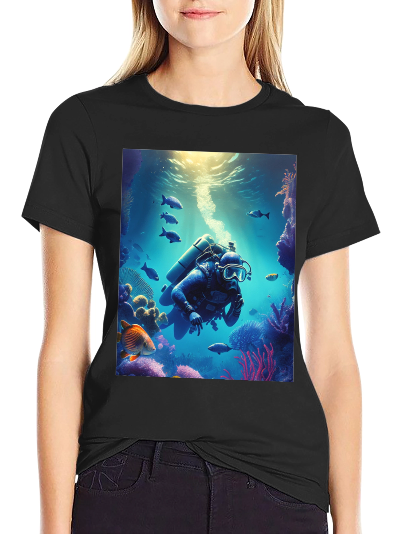 Scuba Diver Underwater Adventure Black T-Shirt