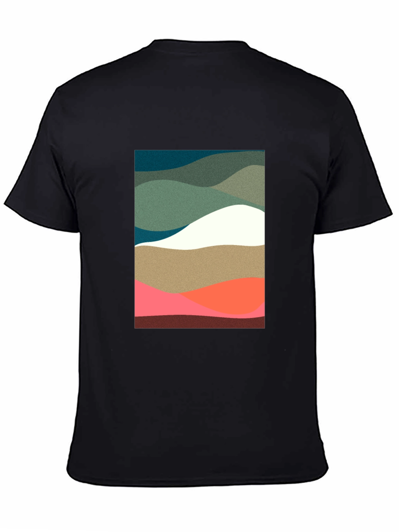Abstract Wave Pattern Black T-Shirt
