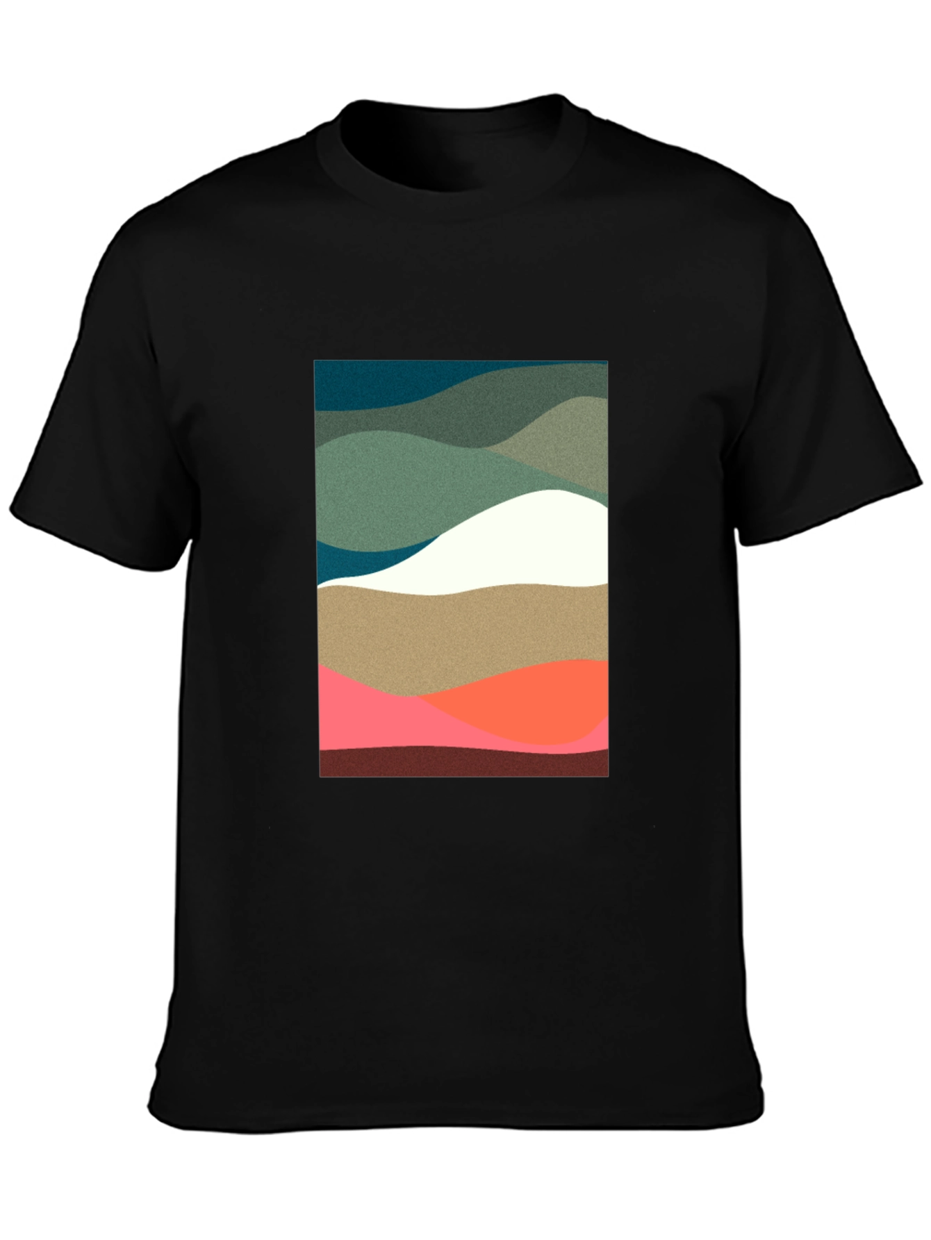 Abstract Wave Pattern Black T-Shirt