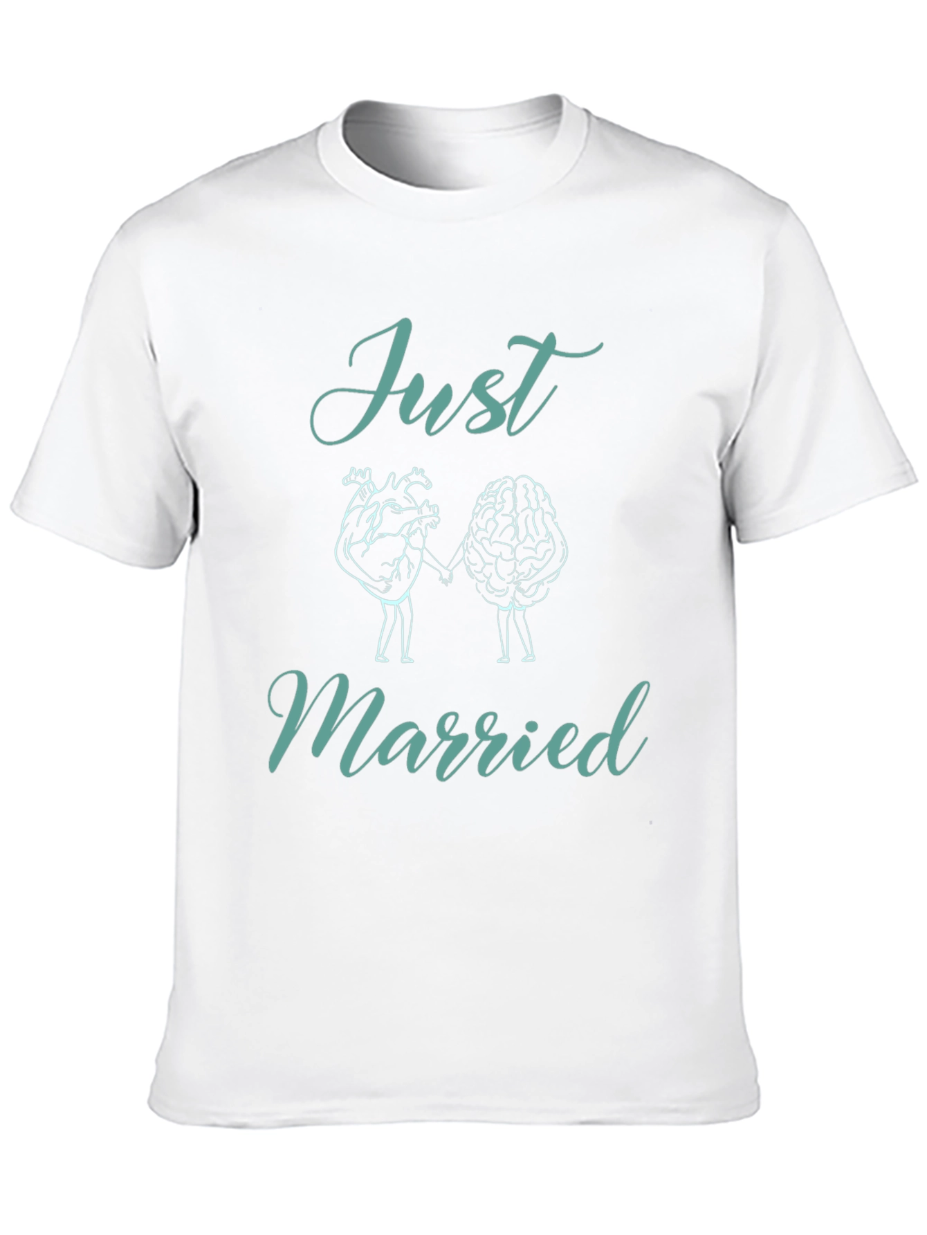 Just Married T-Shirt: Heart & Brain Design