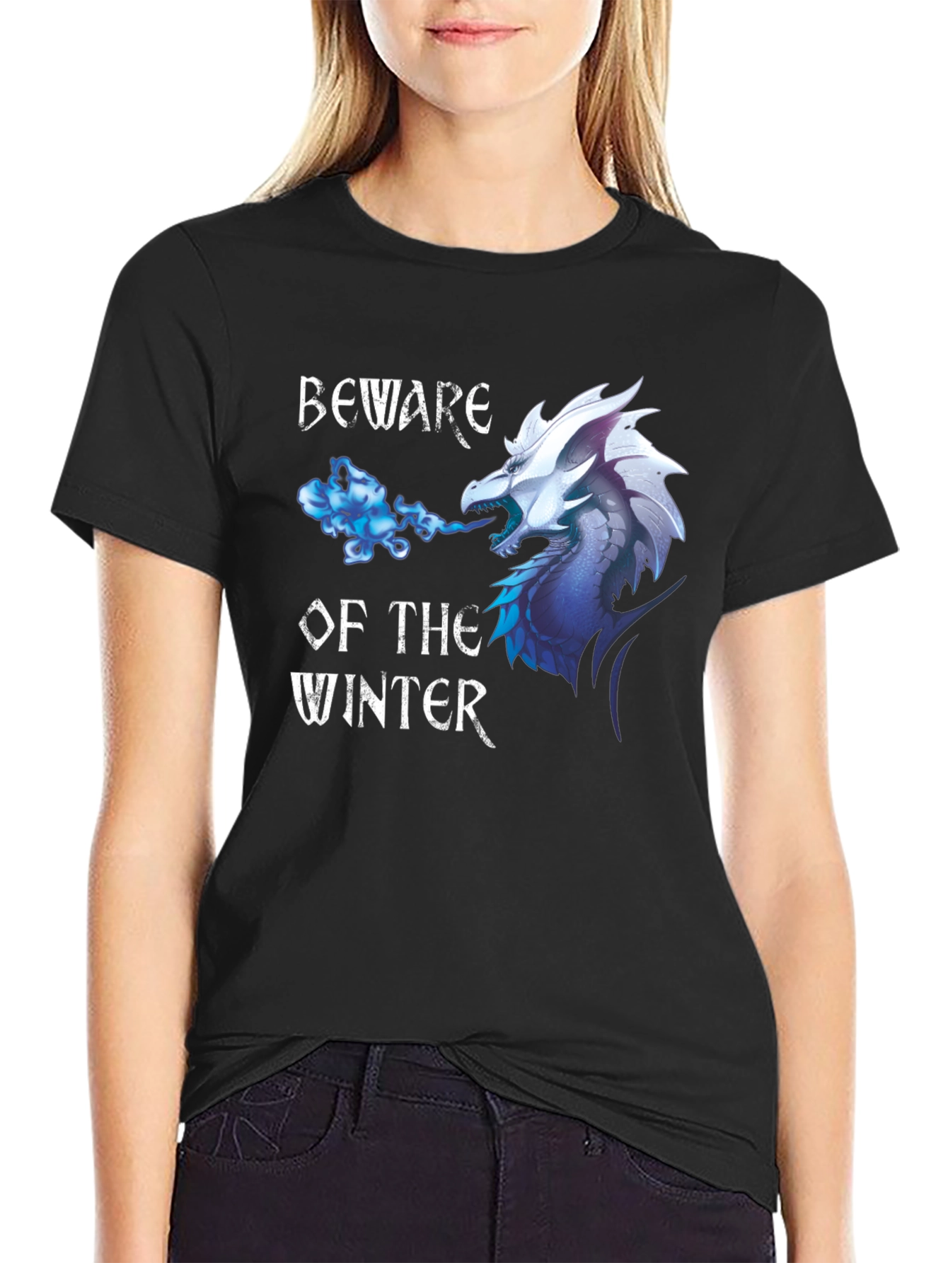 Beware Winter Dragon Graphic Print Tee