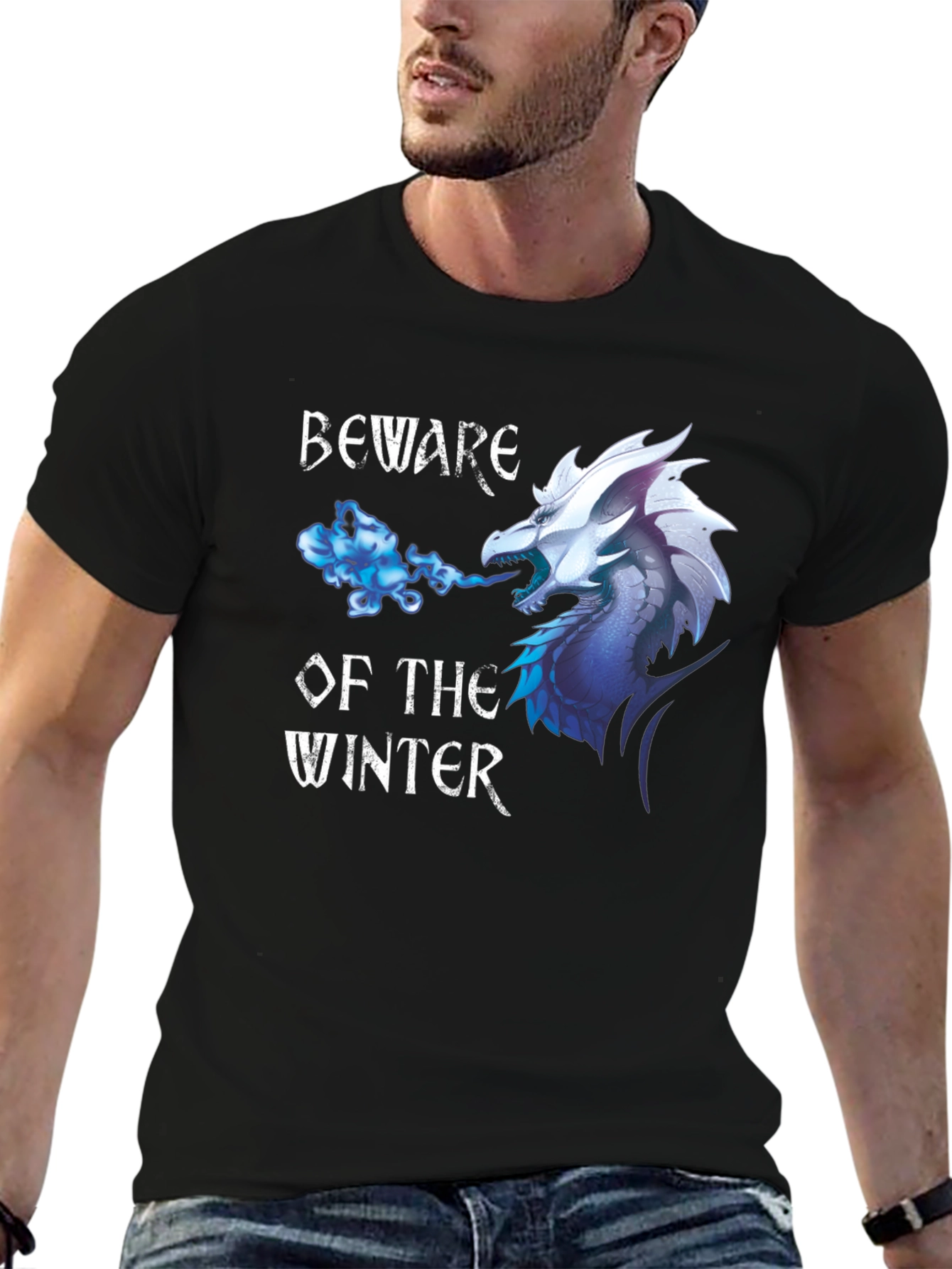 Beware Winter Dragon Graphic Print Tee
