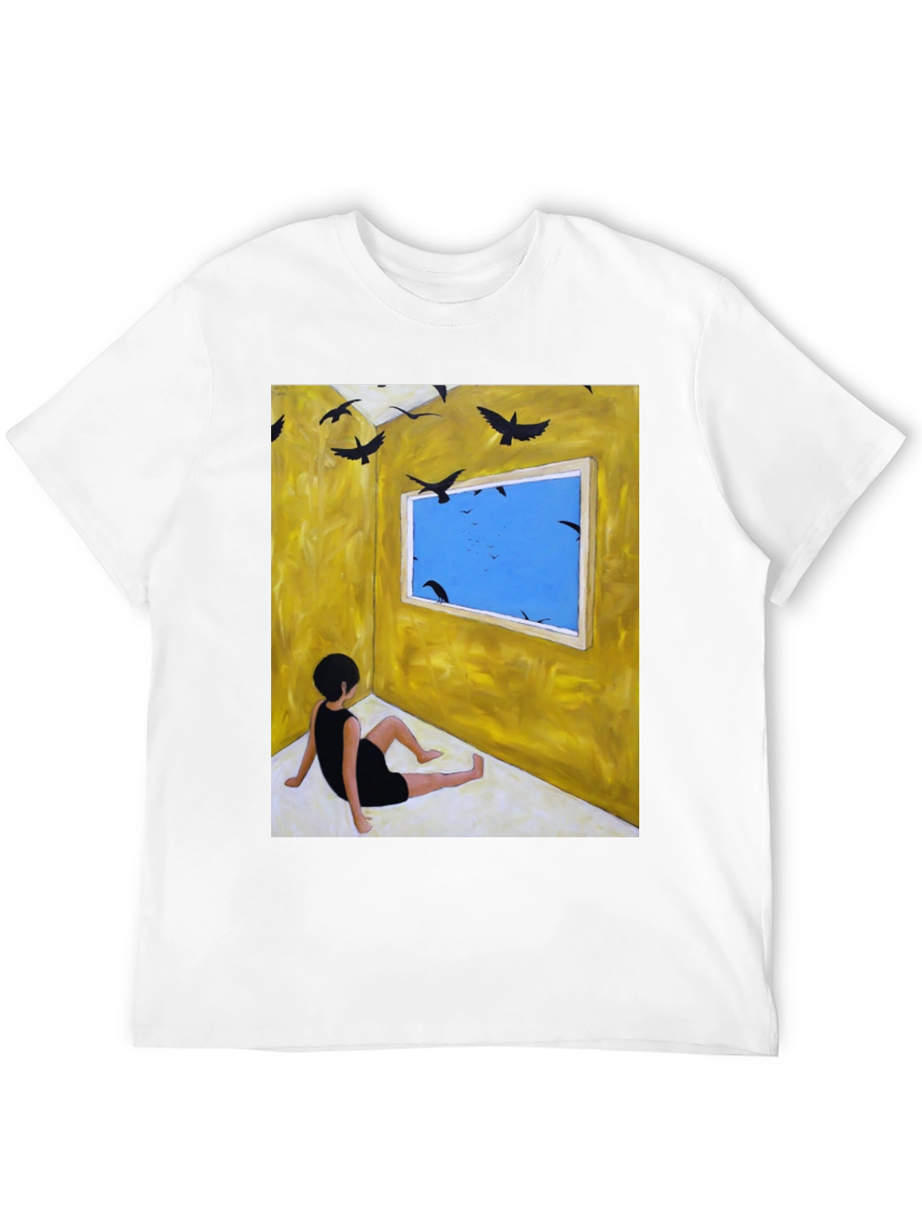 Artistic Crow Window Graphic Tee