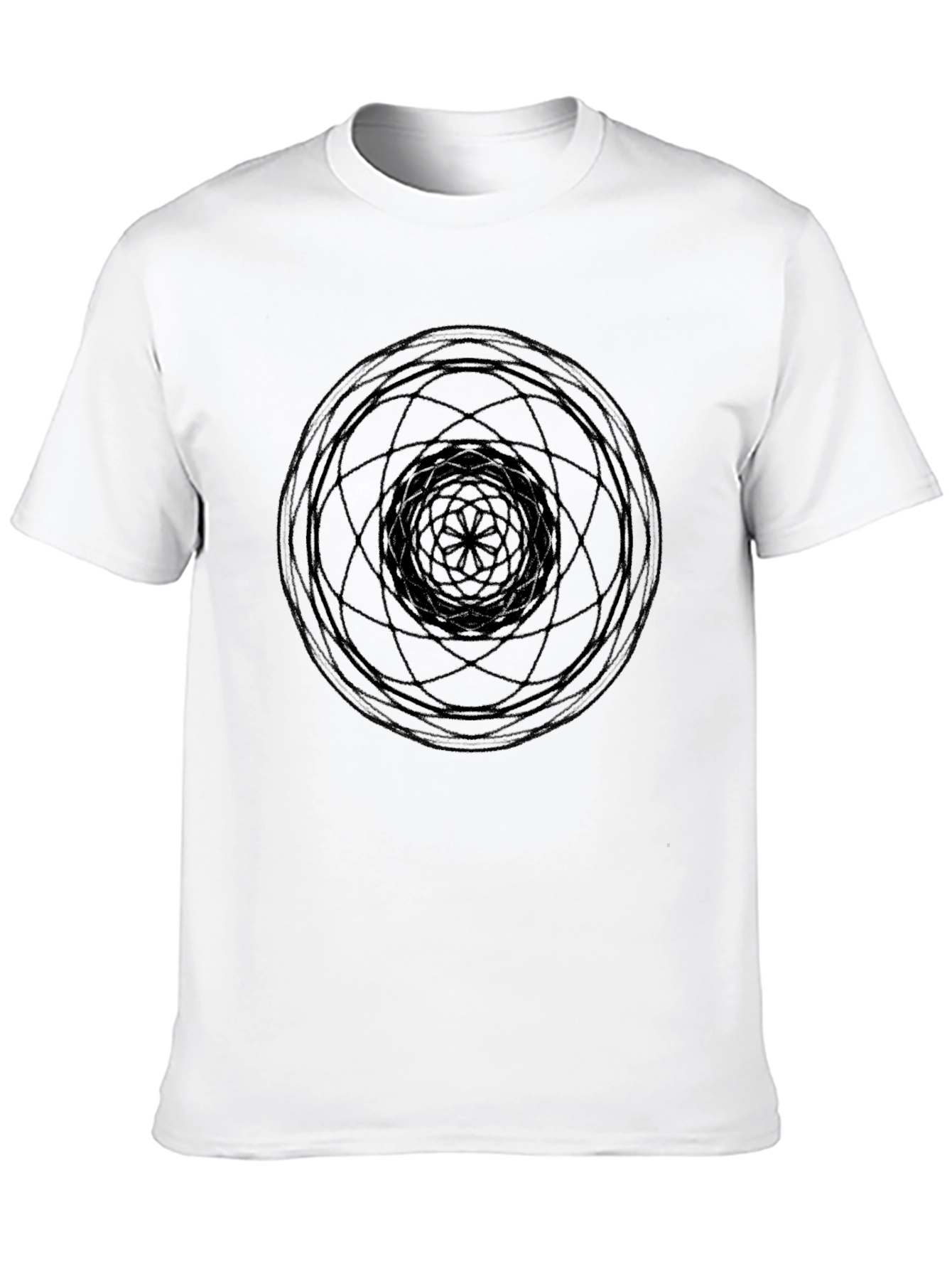 Geometric Circle Graphic Tee - Black Cotton T-Shirt