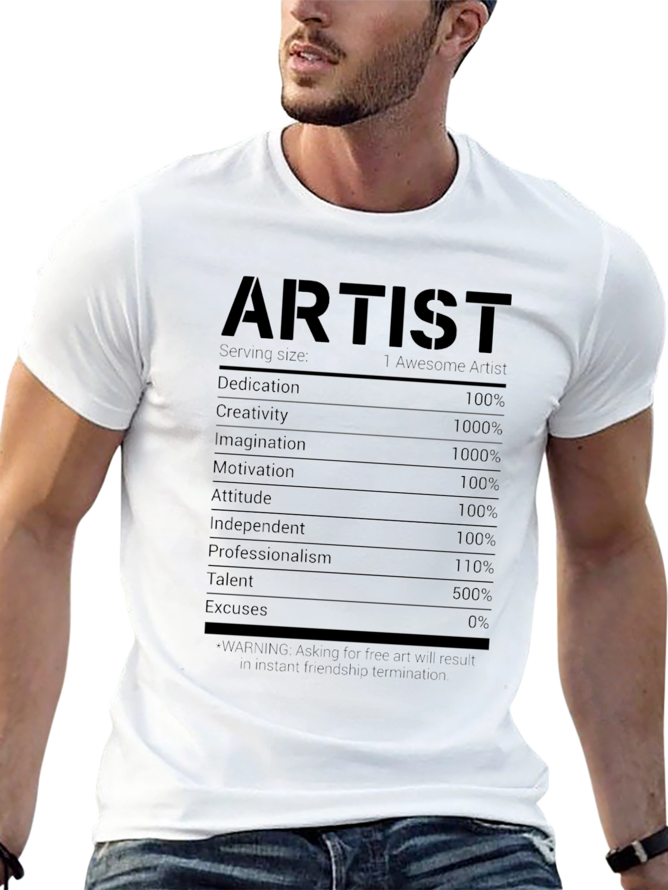 Artist Nutritional Facts Black T-Shirt
