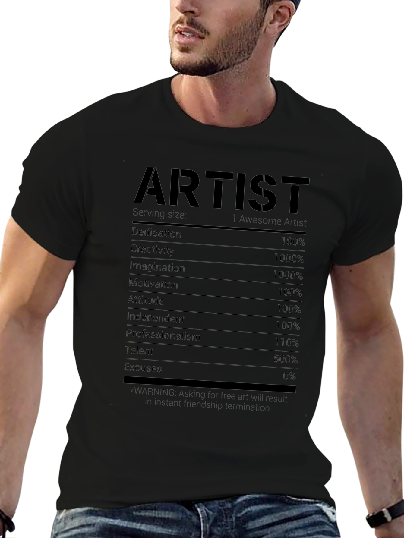 Artist Nutritional Facts Black T-Shirt