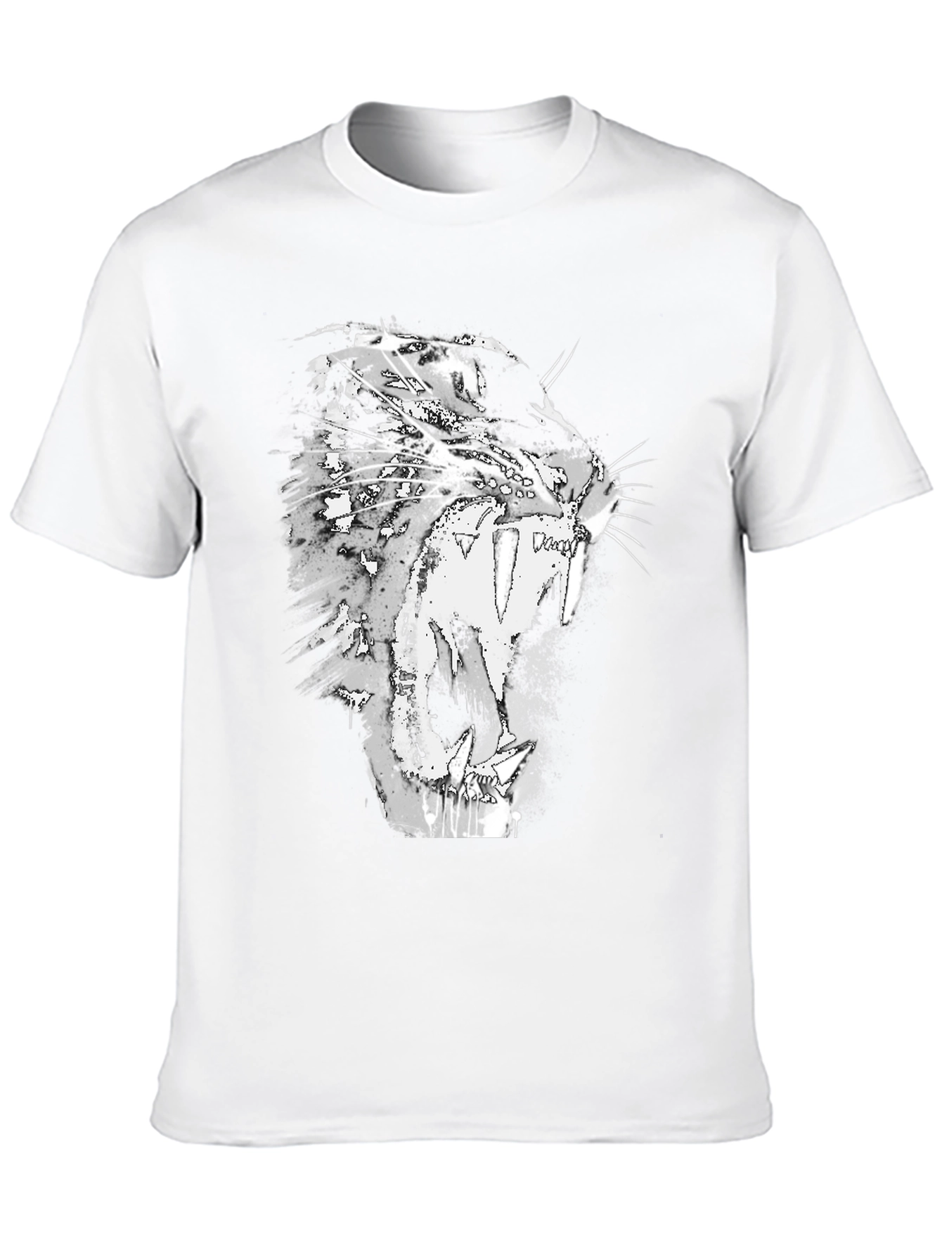 Black T-Shirt with Roaring Cat Graphic