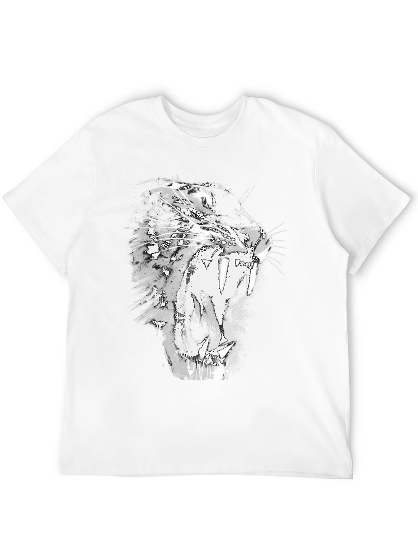 Black T-Shirt with Roaring Cat Graphic