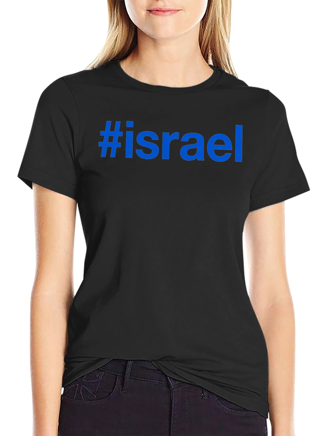 #Israel Graphic Tee - Black Cotton Blend T-Shirt