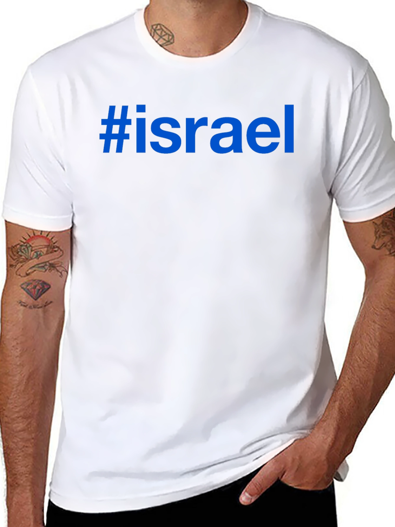 #Israel Graphic Tee - Black Cotton Blend T-Shirt